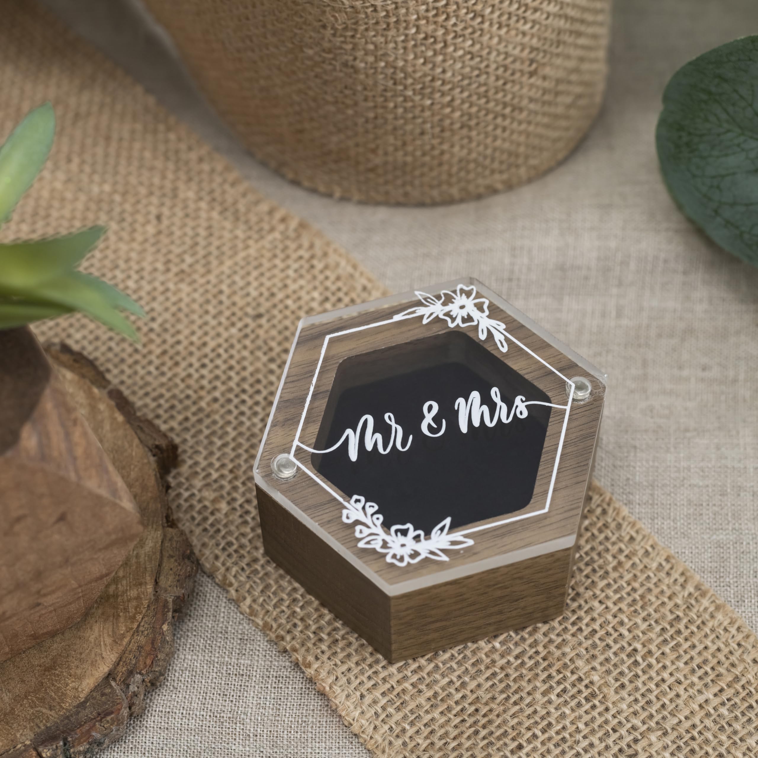 Rustic Wooden Wedding Ring Box - Elegant Ring Holder for Ring Bearer, Proposal & Jewelry Storage | Perfect for Wedding Day, Engagement Ceremony & Bridal Registry | Mr & Mrs Keepsake Jewelry Organizer