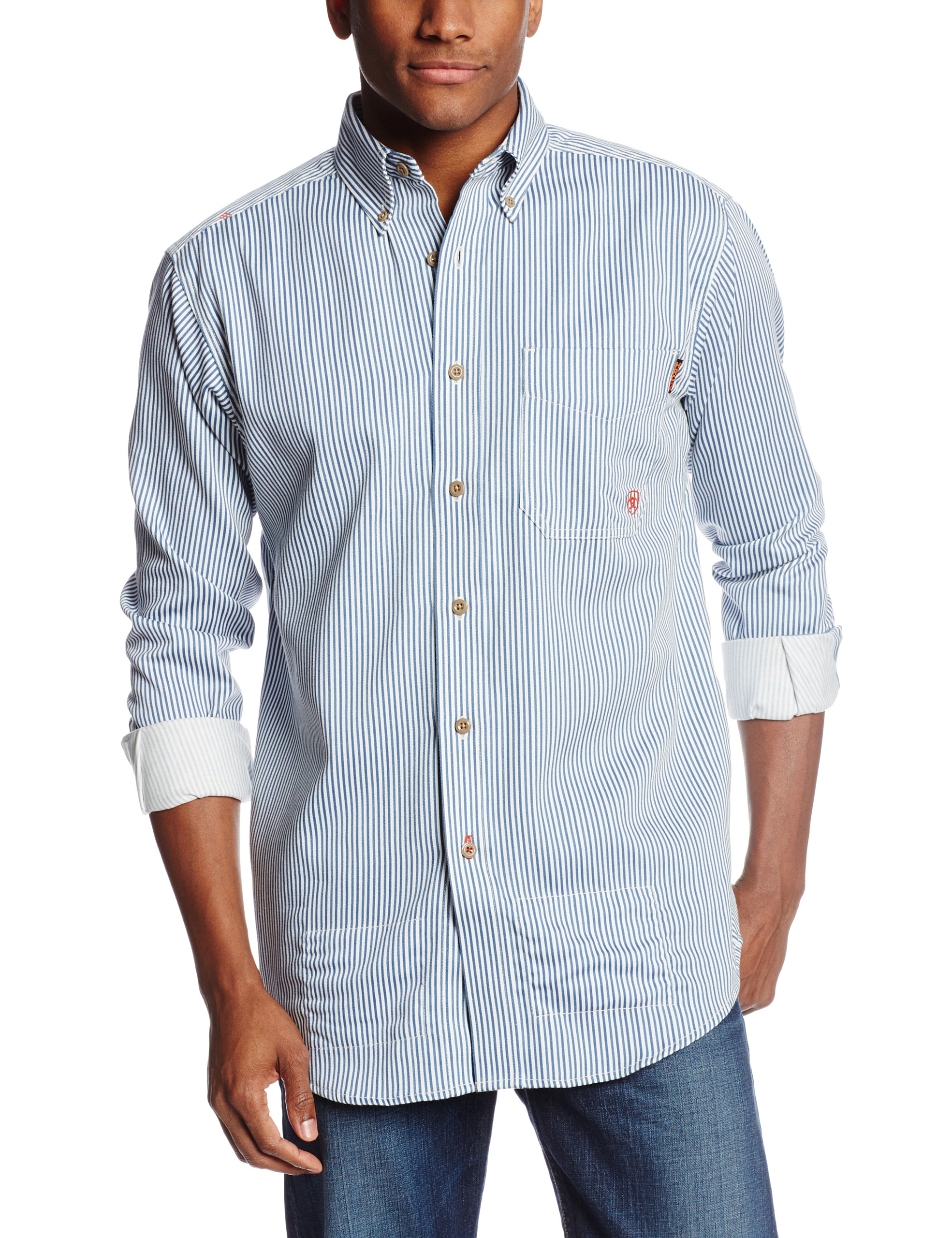 Ariat FR Basic Work Men's Classic Long Sleeve Button-Down Shirt - Flame Resistant Workwear for Construction, Oilfield & Industrial Safety