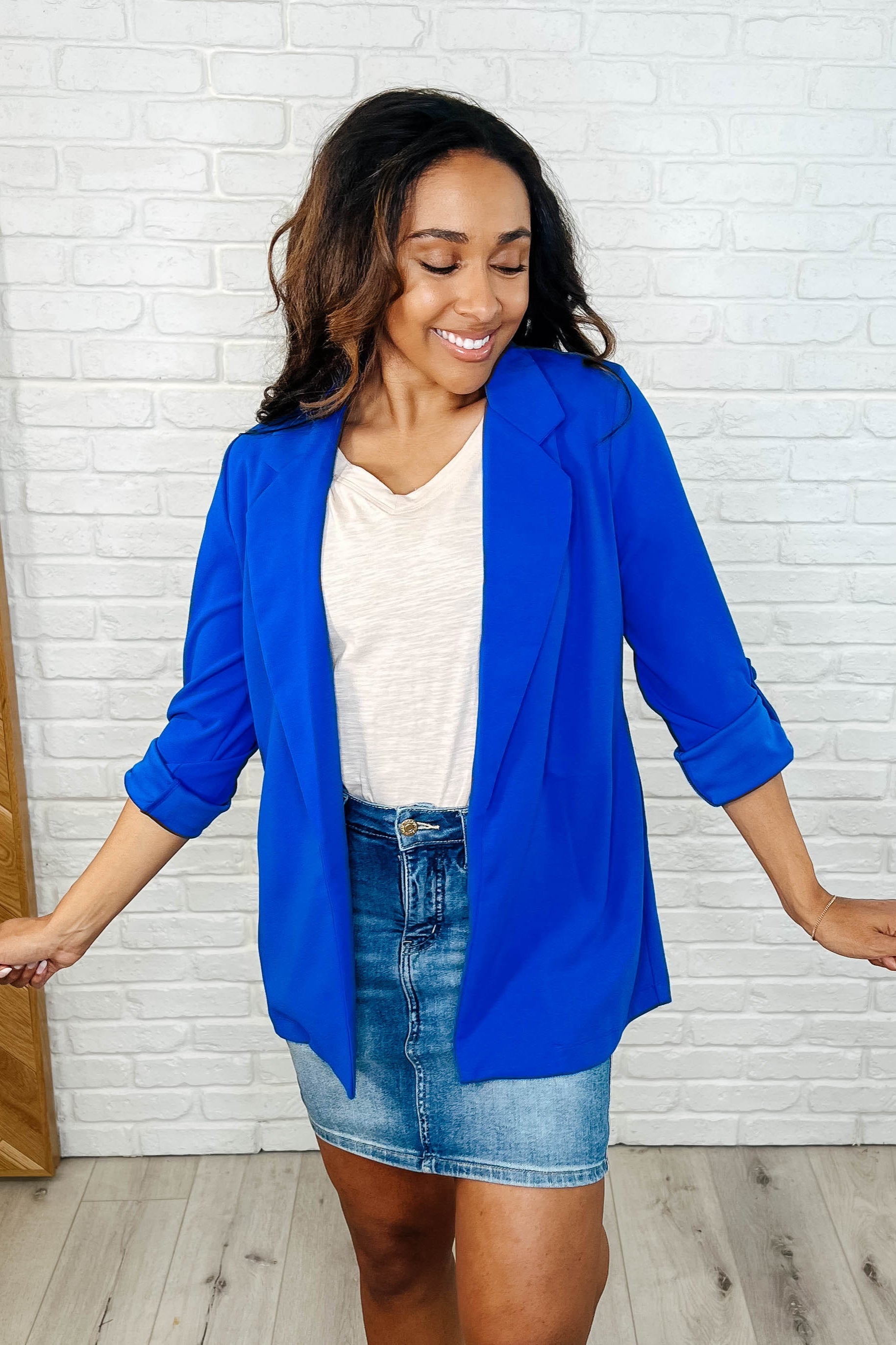 Royal Blue Open Front Blazer for Women - Trendy Office & Casual Wear - Perfect for Work, Parties & Date Nights