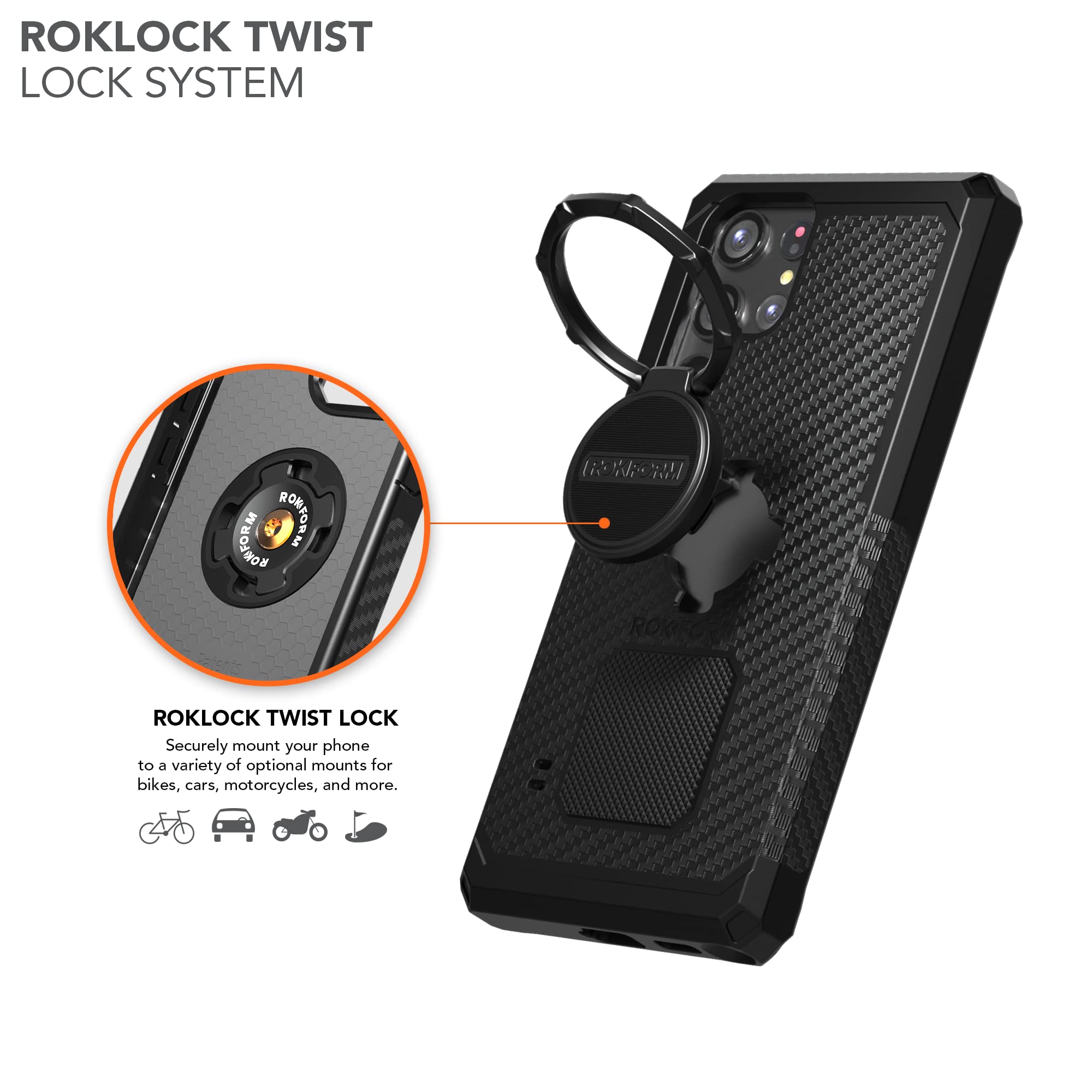 Rokform Galaxy S21 Ultra 5G Magnetic Case - Military Grade Rugged, Twist Lock Protective Armor, Drop Tested, Black - Perfect for Outdoor Adventures and Daily Protection