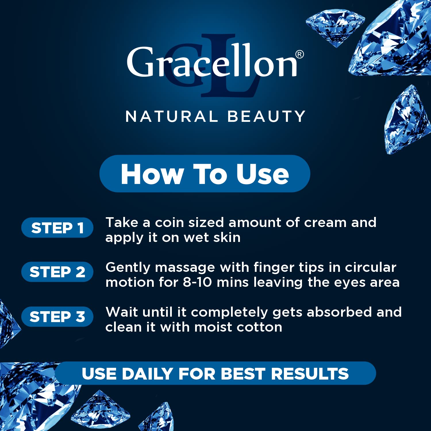 Gracellon Diamond Face & Body Massage Cream - Skin Brightening & Purifying Treatment for Glowing Complexion | Paraben & SLES Free | Perfect for Spa, Home Skincare & Relaxation Therapy