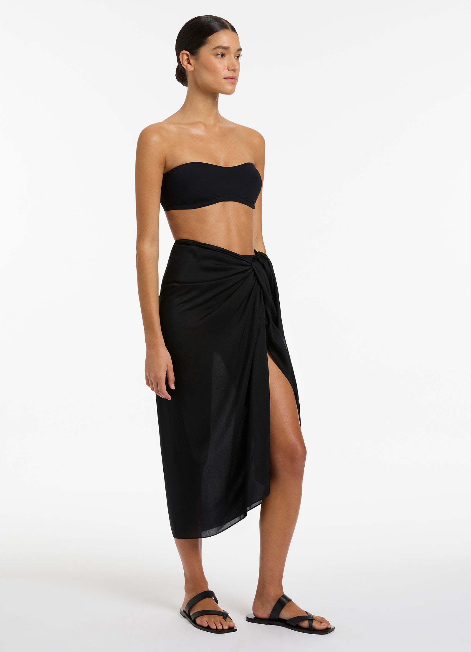 Jetset Sarong - Premium Black Beach Wrap for Women | Perfect for Vacation, Poolside, and Summer Outfits