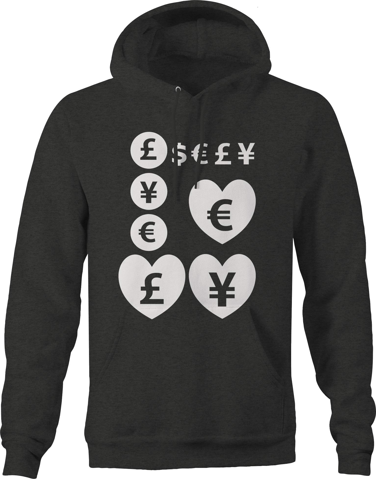 Men's Dark Grey Love Money Hearts Hoodie - Stylish Graphic Sweatshirt for Casual Wear & Street Fashion | Perfect for Gifts, Dates, and Everyday Comfort