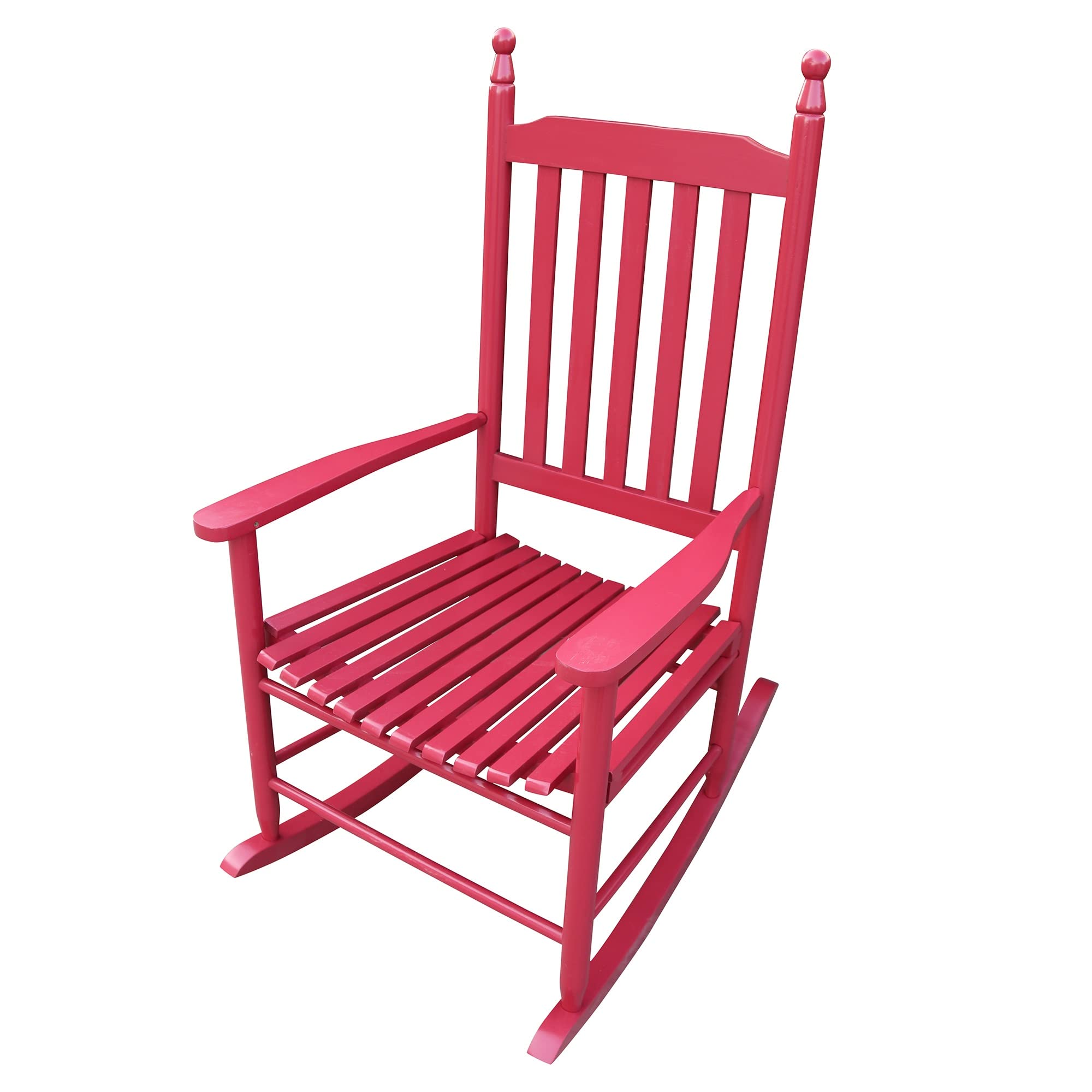 **TXXM Red Wooden Porch Rocking Chair - Comfortable Outdoor Rocker for Patio, Garden & Front Porch Relaxation**