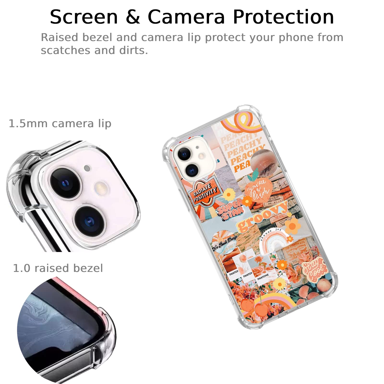 Retro Vintage Aesthetic iPhone 11 Case - Trendy Peach Groovy TPU Bumper Cover for Women & Men | Perfect for Teens, College Students & Retro Lovers (Compatible with iPhone 11)
