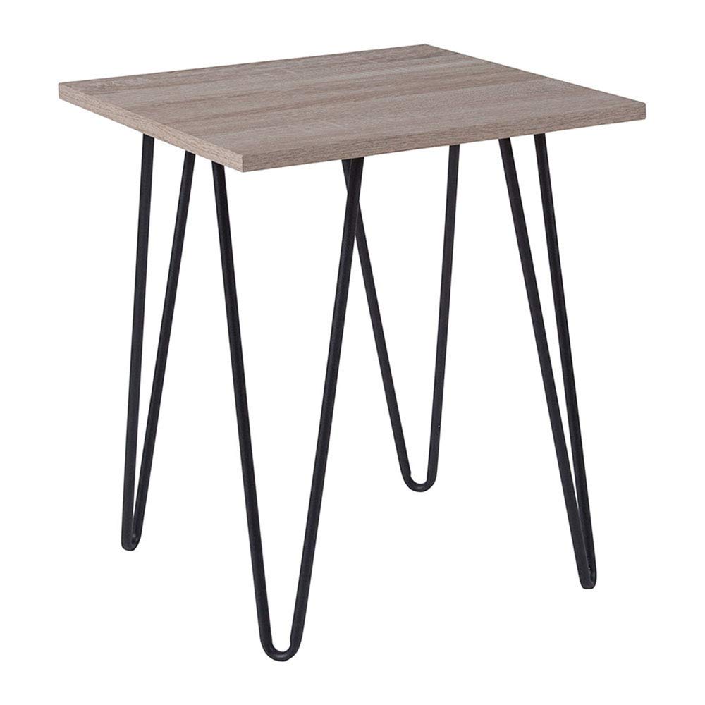Offex Oak Park Collection Driftwood Wood Grain Finish End Table with Black Metal Legs - Stylish Side Table for Living Room, Bedroom & Office Decor