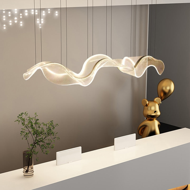 Wave LED Hanging Light - Modern Dimmable Pendant Lighting for Dining Room, Kitchen Island & Bar Counter | Energy-Efficient Indoor Ceiling Fixture for Home & Restaurant Decor