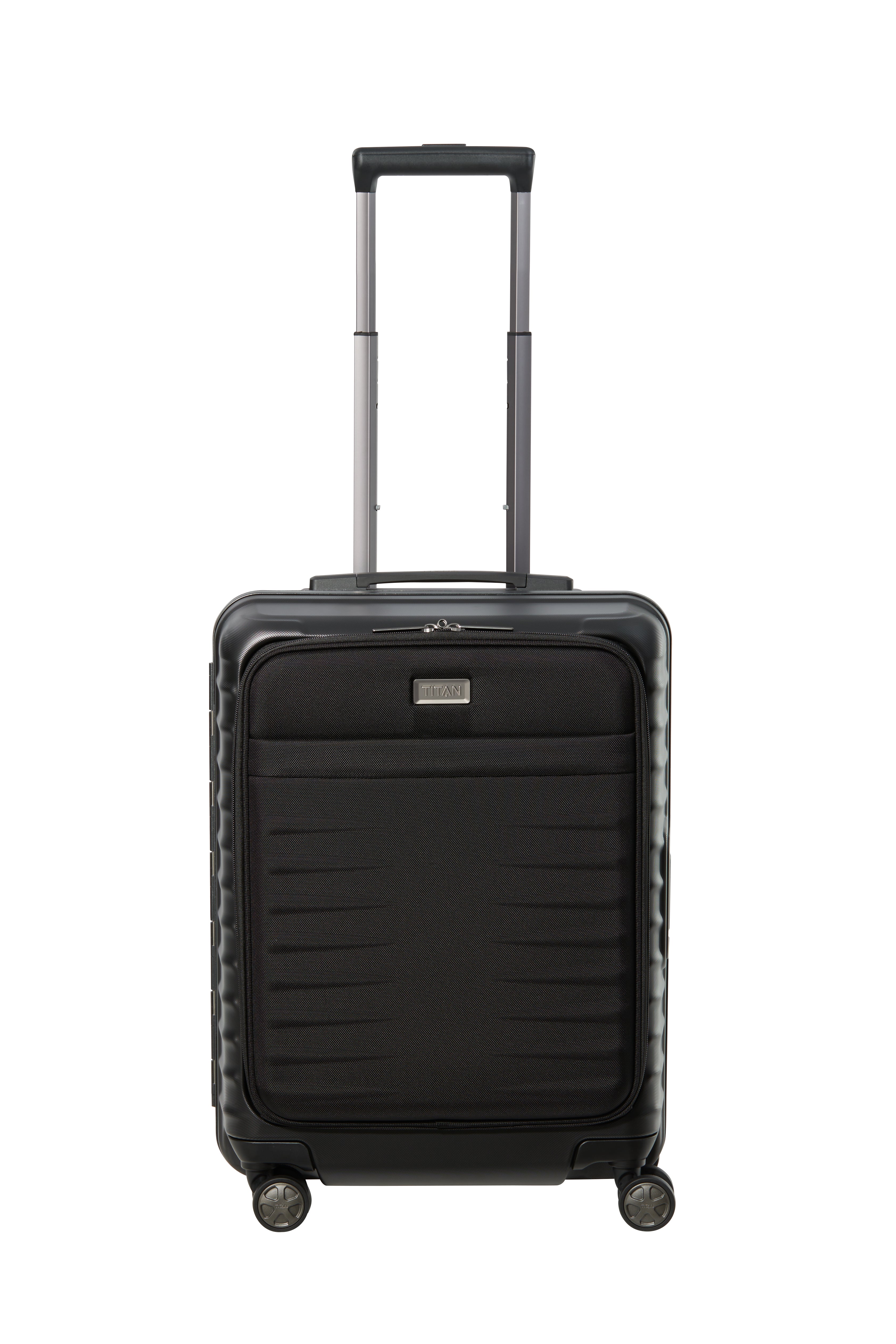 Titan LITRON Frame Trolley S Carry On Luggage with Front Pocket - Lightweight Spinner Suitcase for Business Travel & Weekend Getaways