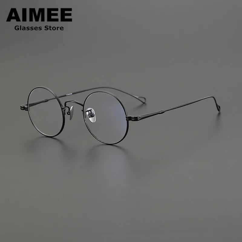 Aimee Unisex Full Rim Small Round Titanium Eyeglasses 50405 - Lightweight & Durable Frame for Men & Women - Perfect for Reading, Work & Everyday Use