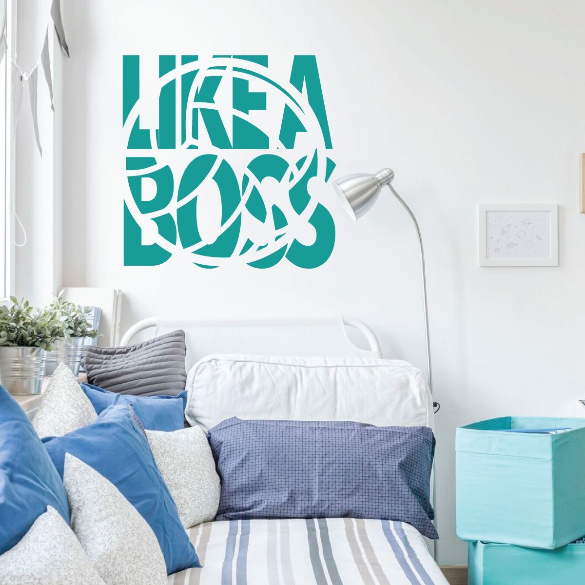 Volleyball Wall Decal - 'Like A Boss' Motivational Vinyl Art Sticker - Sports Room Decor for Bedroom, Playroom & Gym - Perfect for Volleyball Players & Fans