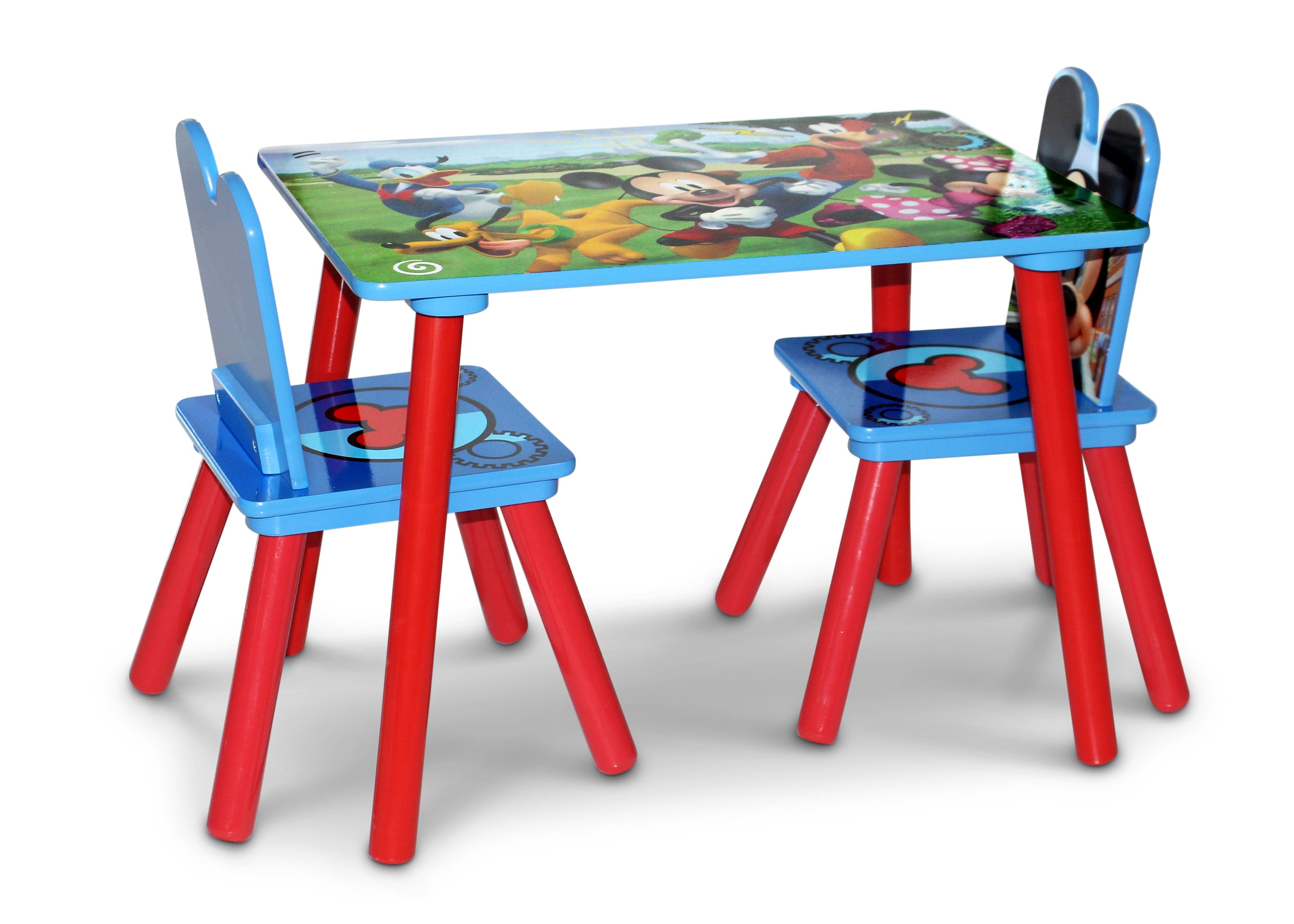 Mickey Mouse Kids Playroom Set - 4 Piece Table & Chairs with 6 Bin Toy Organizer for Toddlers | Perfect for Playrooms, Daycares & Preschools