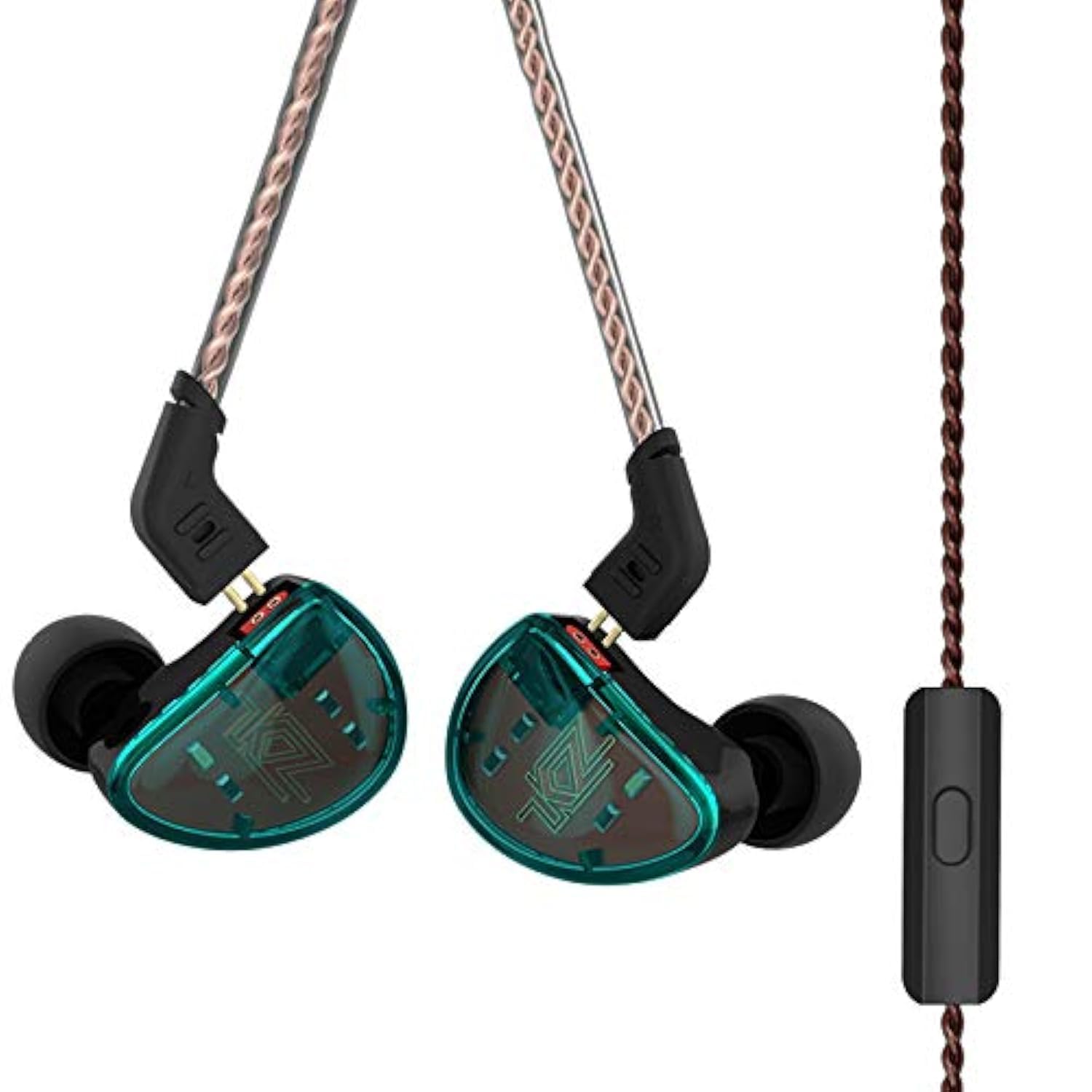 KZ AS10 5 Balanced Armature In-Ear Headphones with Extra Bass & Built-in Mic - Universal Fit for Audiophiles, Musicians & Gamers (Cyan) - Perfect for Studio Recording, Gaming & Commuting
