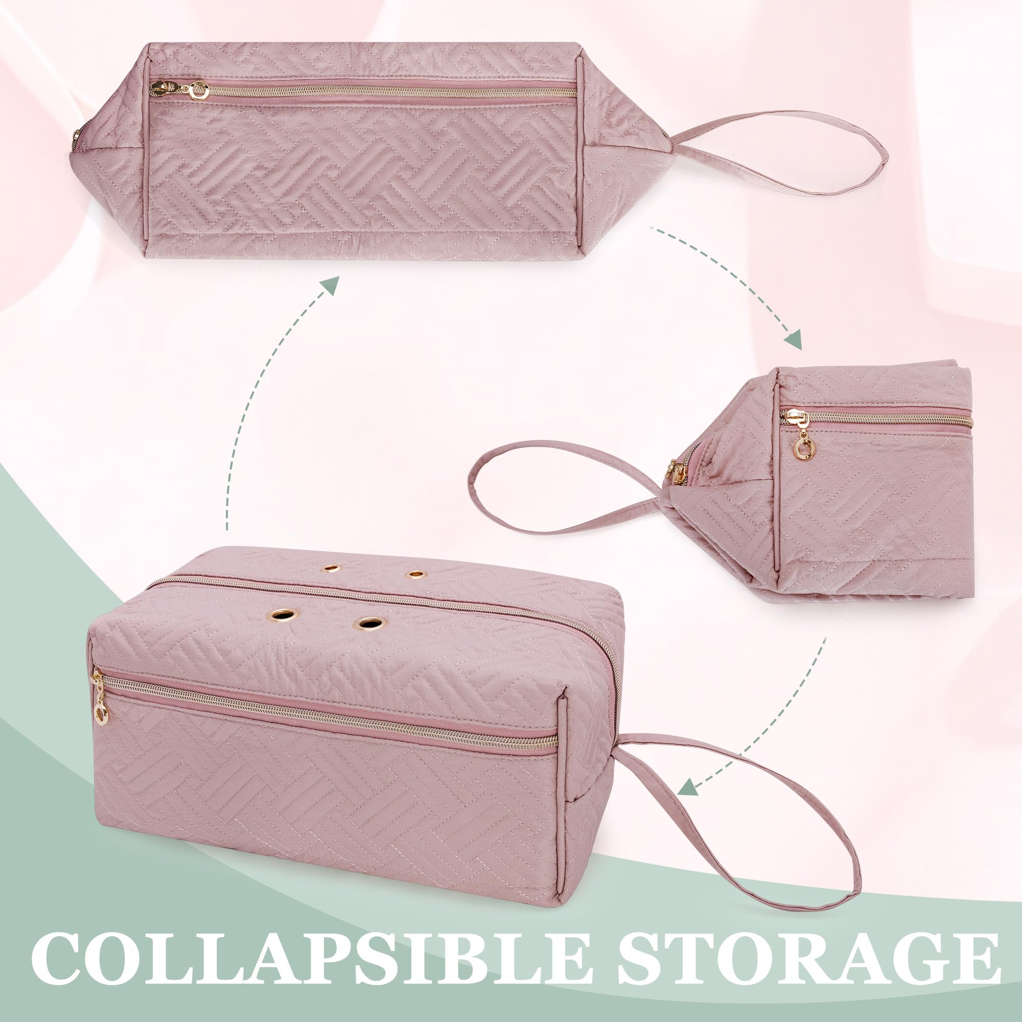 LUXJA Large Pink Yarn Storage Bag - Knitting Bag Organizer for Yarn Skeins, Crochet Hooks & 10-Inch Knitting Needles - Perfect for Crochet Projects, Knitting Supplies & Craft Storage at Home or Travel