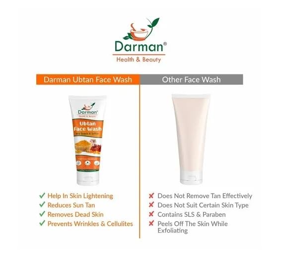 **Darman Ubtan Face Wash for Glowing Skin - Natural Turmeric & Herbal Cleanser (1 Pack) - Perfect for Daily Skincare & Acne Treatment**