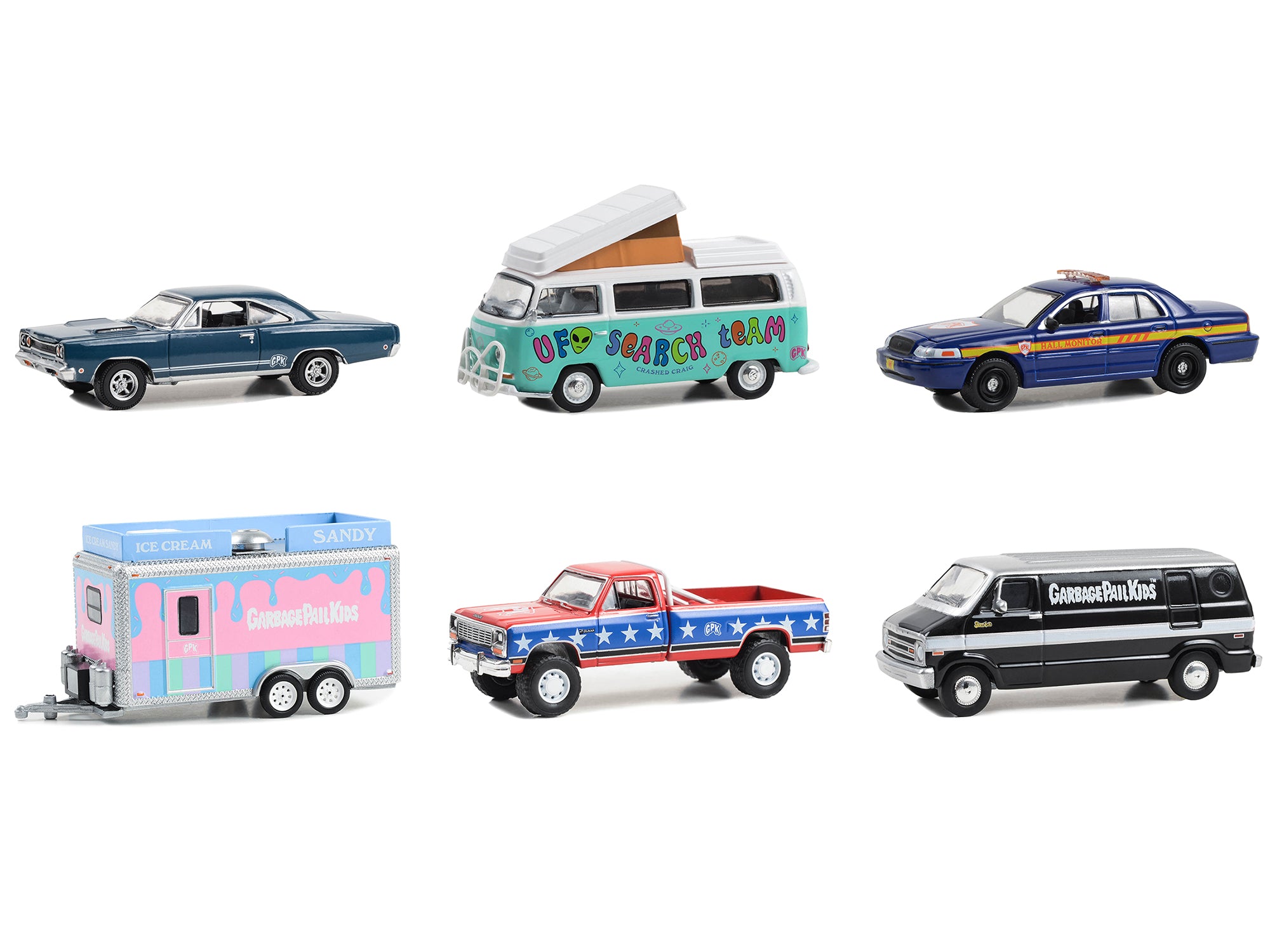 Greenlight Garbage Pail Kids Series 5 Diecast Car Models - Set of 6 Collectible 1/64 Scale Vehicles for Display & Pop Culture Enthusiasts