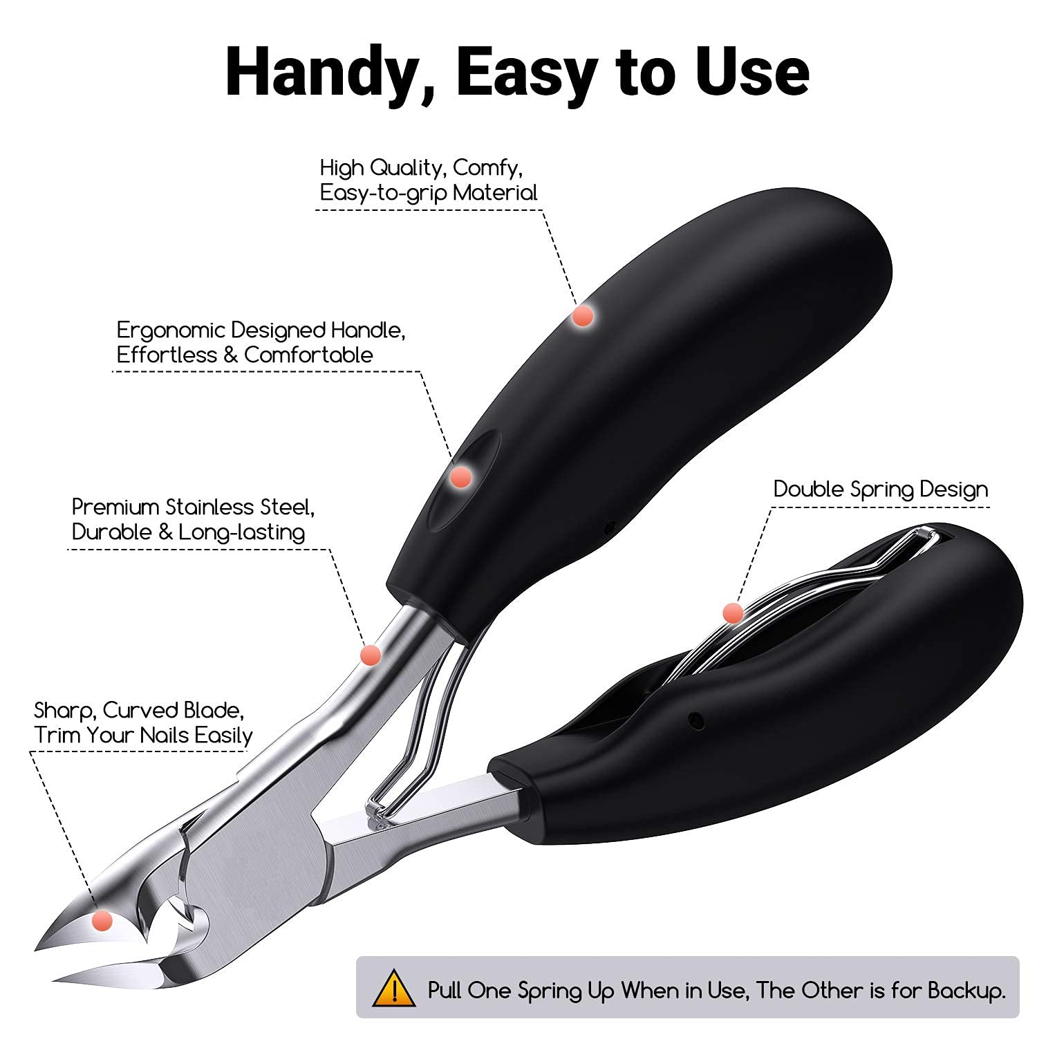 Professional Thick & Ingrown Toenail Clipper - Super Sharp Curved Blade Pedicure Tool for Men & Women | Black | Perfect for Ingrown Toenail Correction, Thick Nail Trimming & Home Foot Care