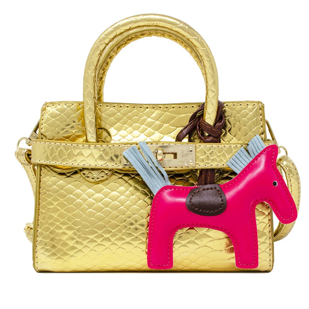 Lavender Crocodile Embossed Pony Hair Handbag for Women - Elegant Crossbody Purse for Work, Party & Evening Out