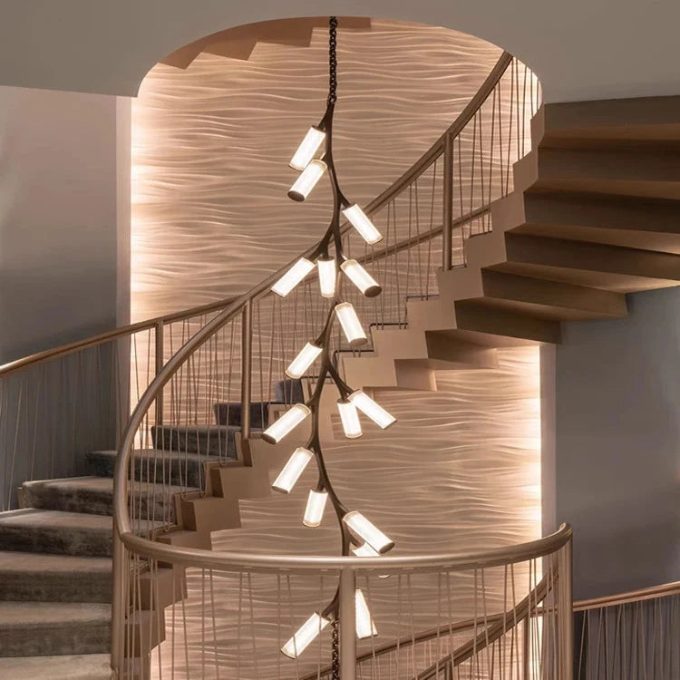 Modern Simple Staircase Chandelier - Elegant Crystal Pendant Light Fixture for Foyer, Hallway & Stairwell Lighting | Indoor Home Decor