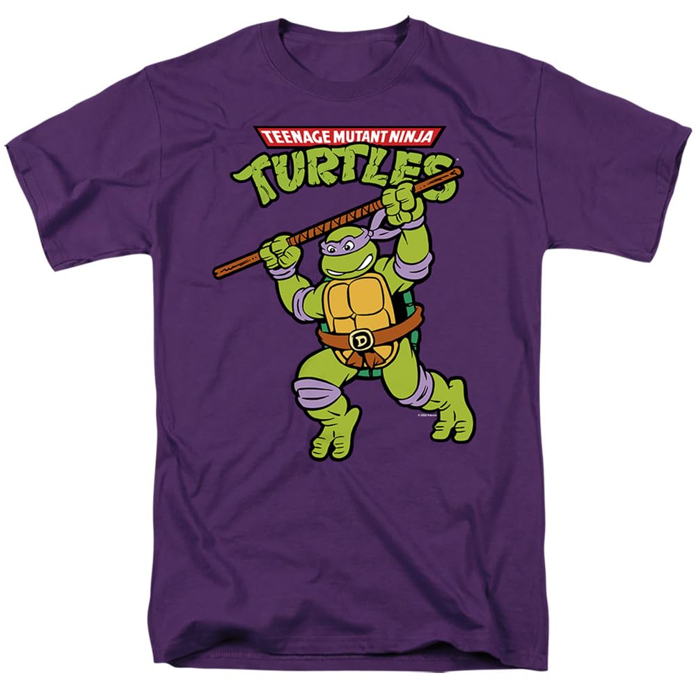 Popfunk Classic TMNT Teenage Mutant Ninja Turtles Retro Donatello Unisex Adult T-Shirt - Soft Cotton Graphic Tee for Men & Women - Perfect for Cosplay, Comic Con & Casual Wear