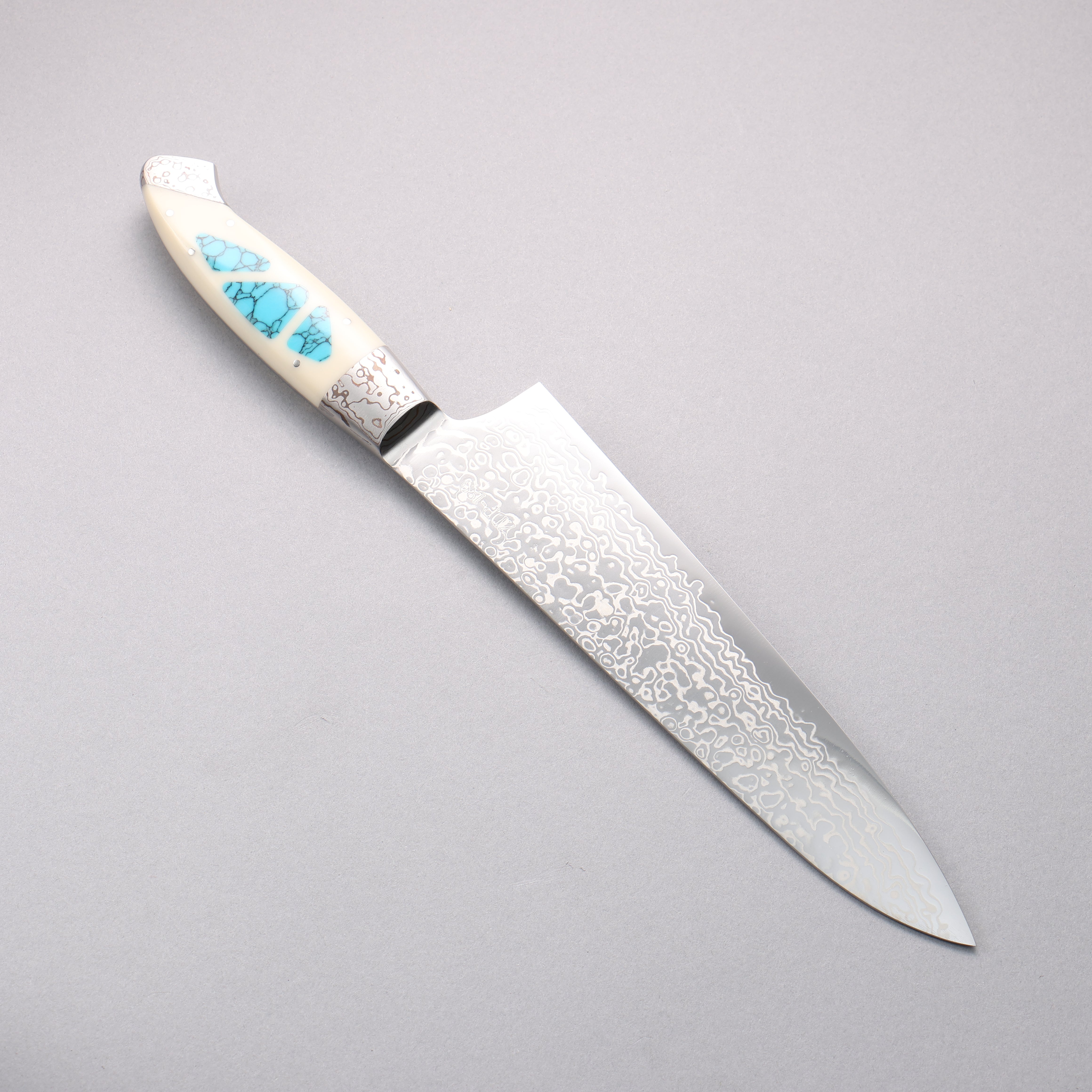Premium Kajin ZDP-189 Damascus Gyuto Chef Knife 210mm - Corian Handle with Turquoise Inlay - Japanese Kitchen Knife for Professional Chefs & Home Cooking, Perfect for Slicing, Dicing & Meat Cutting