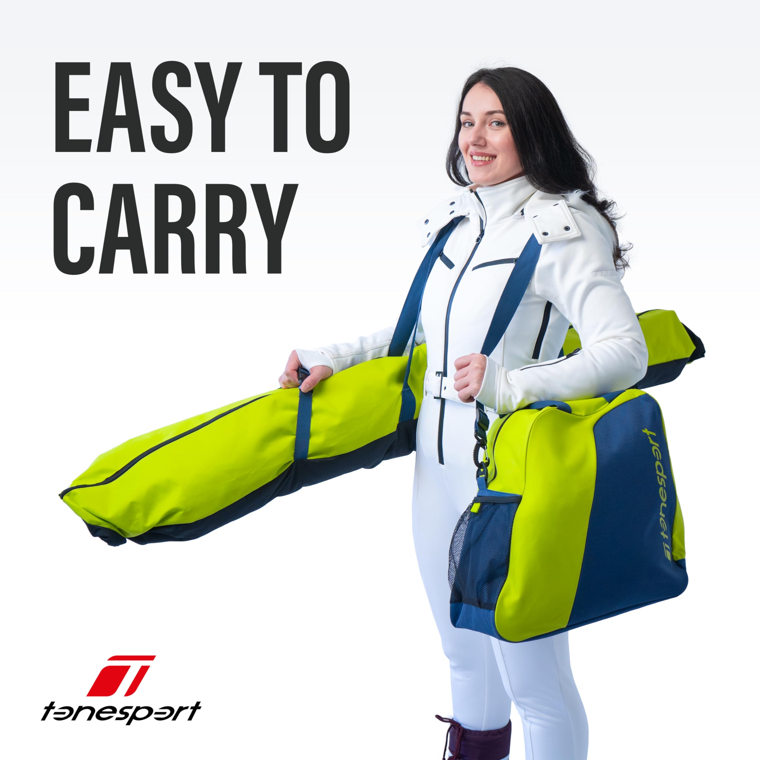 **Durable Ski Bag & Boot Bag Combo for Air Travel - Lightweight Unpadded Snow Ski Bag Fits Skis Up to 180cm - Perfect for Winter Sports & Ski Trips**