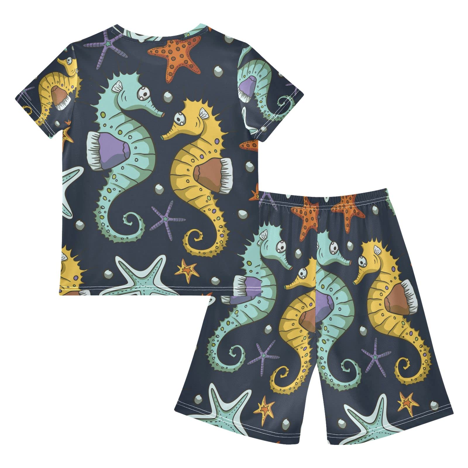 Boys Summer Outfits - Night Sea Print Shirt & Shorts Set | Playwear for Kids & Toddlers | Beach Vacation, Outdoor Play & Casual Wear