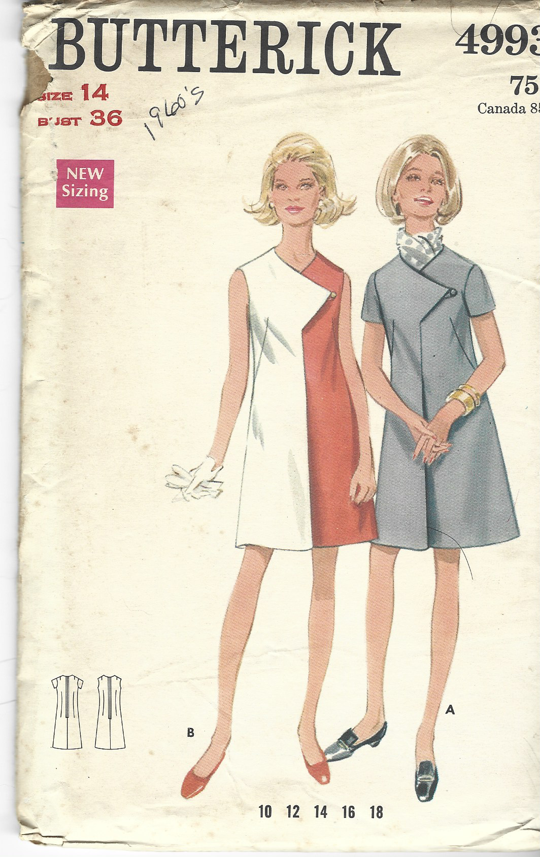 Butterick 4993 Vintage 1960s Sleeveless Dress Sewing Pattern for Women - Retro Fashion DIY Dressmaking for Parties & Special Occasions