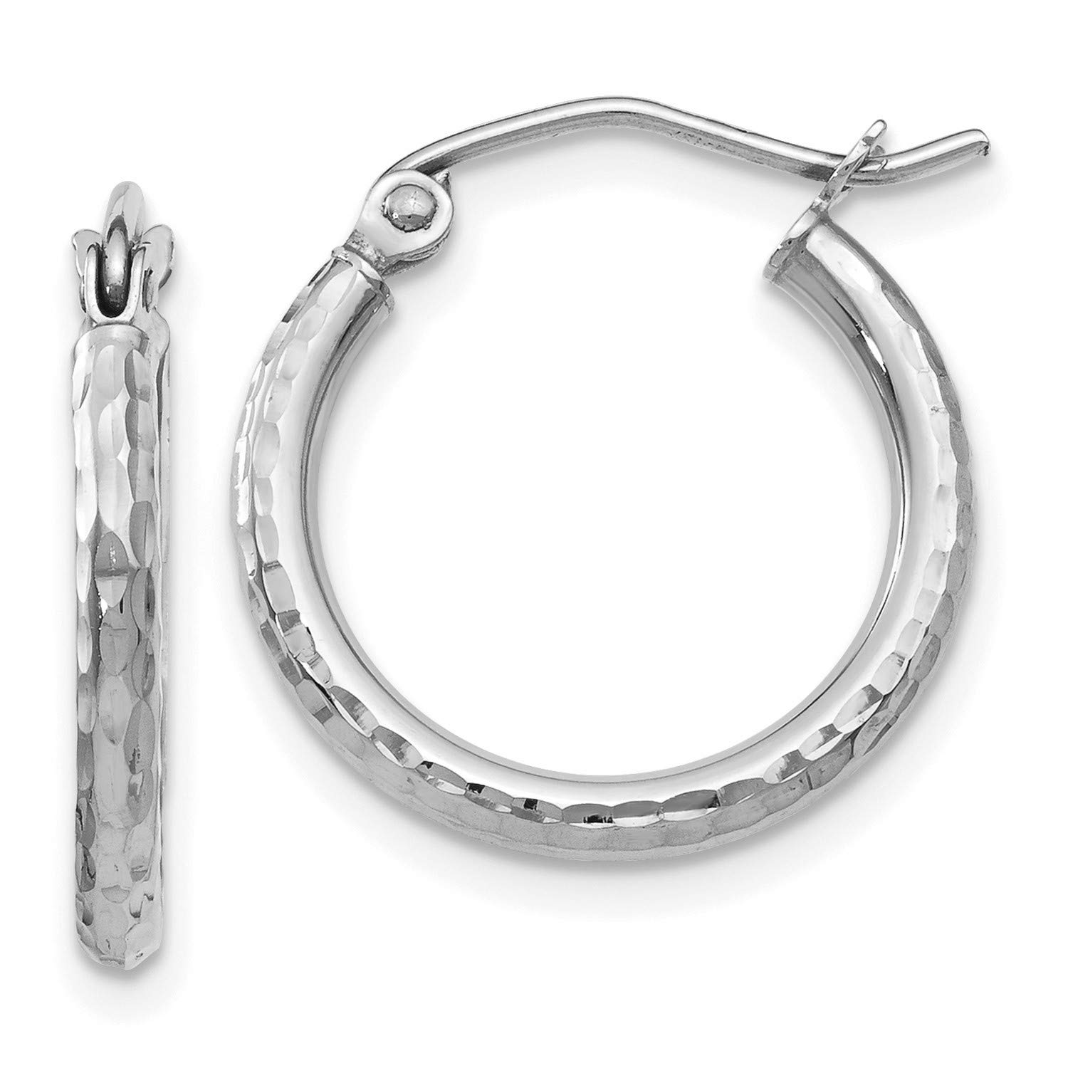 10K White Gold Hinged Hoop Earrings 17x30mm - Classic Dainty Everyday Hoops for Women, Perfect for Work, Date Night & Special Occasions