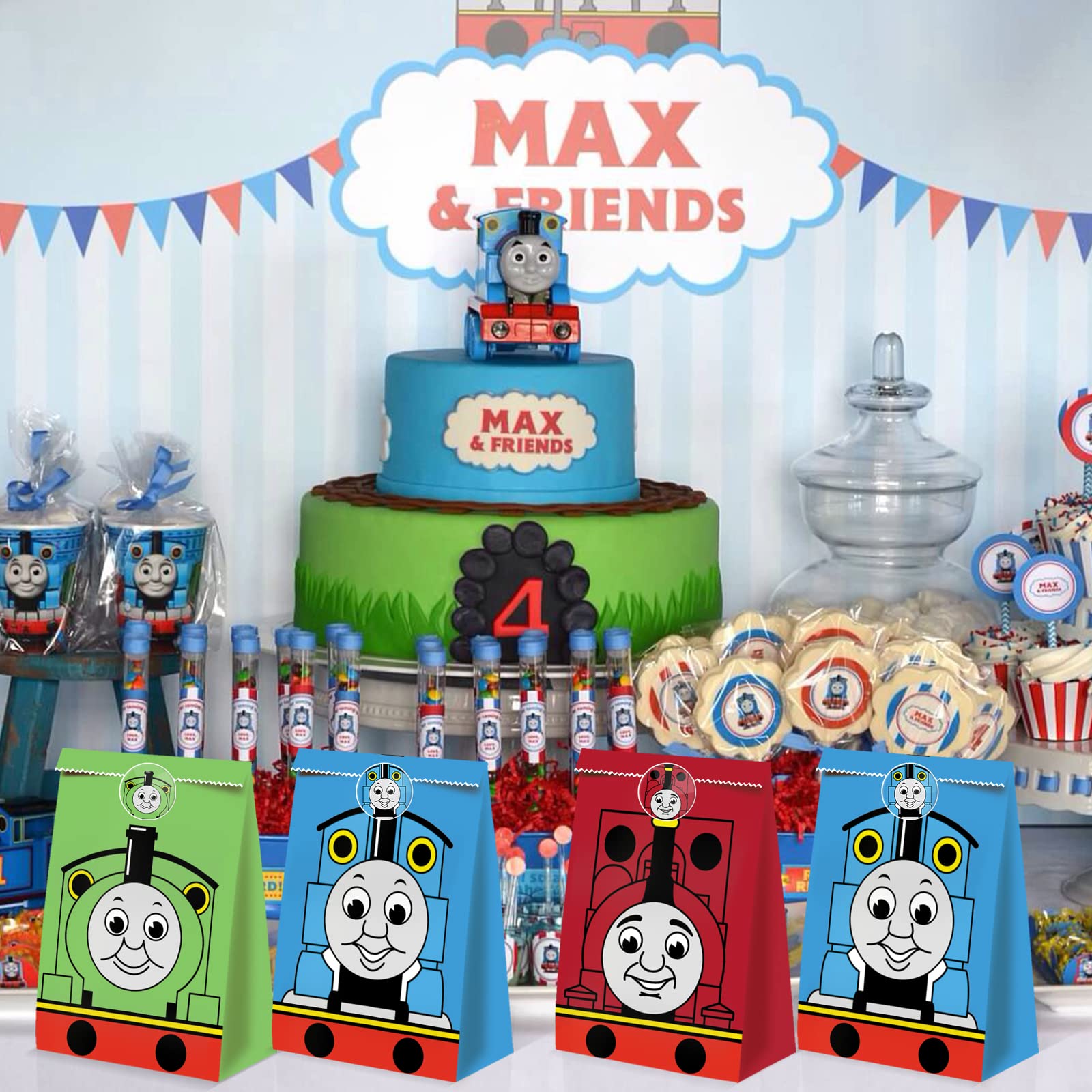 24 PCS Train-Themed Candy Bags for Birthday Parties & Favors - Colorful Treat Bags for Kids' Train Birthday, Baby Shower & School Events