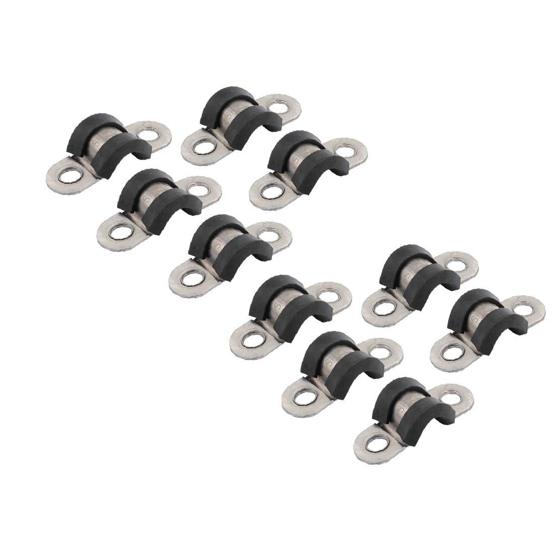 10Pcs 8mm Rubber Lined U-Shaped Stainless Steel Hose Pipe Clamps - Heavy Duty Cable Clips for Automotive, Plumbing & Marine Applications - Secure Hose & Wire Management in Harsh Environments