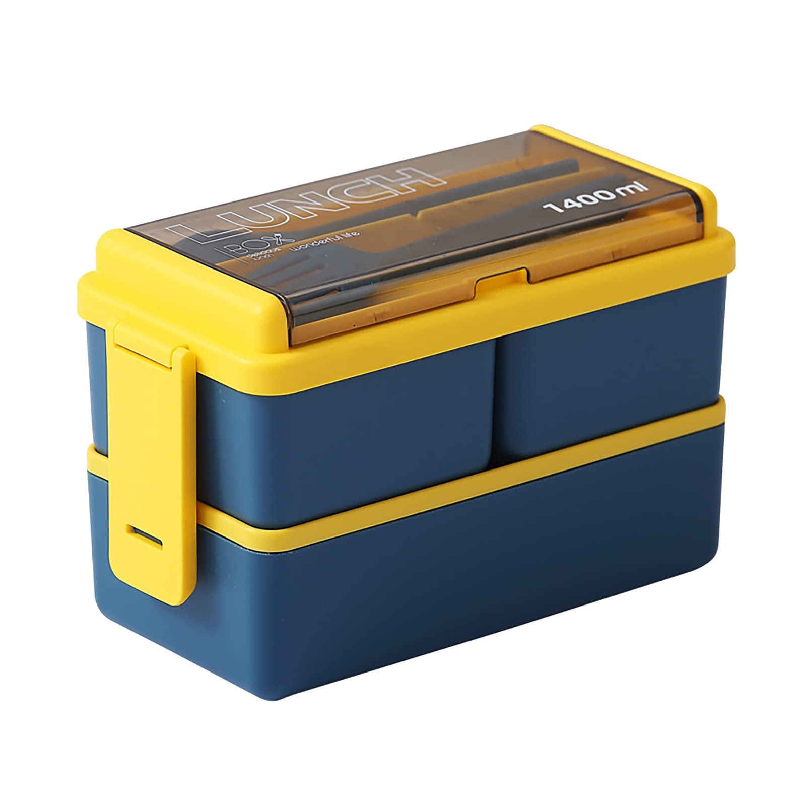 Double Layer Microwave-Safe Plastic Lunch Box with Lid - BPA-Free Compartment Meal Container for Office, School & Travel - Portable Adult & Student Lunch Box for Meal Prep, Leftovers & On-the-Go Dining (One Size)
