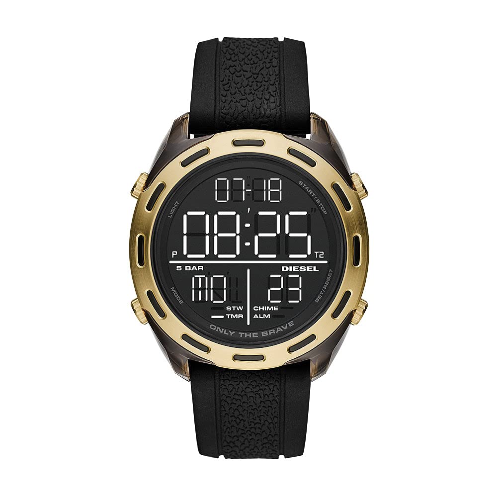 Diesel Digital Men's Watch - 46mm Black Nylon Strap, Water Resistant, LED Display - Perfect for Casual Wear, Outdoor Activities & Everyday Use