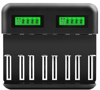 Smart 8 Bay Universal Battery Charger for Ni-MH/Ni-CD AA AAA C D SC Rechargeable Batteries - USB Type C Charging with Overcharge Protection - Perfect for Home, Office, and Travel Use