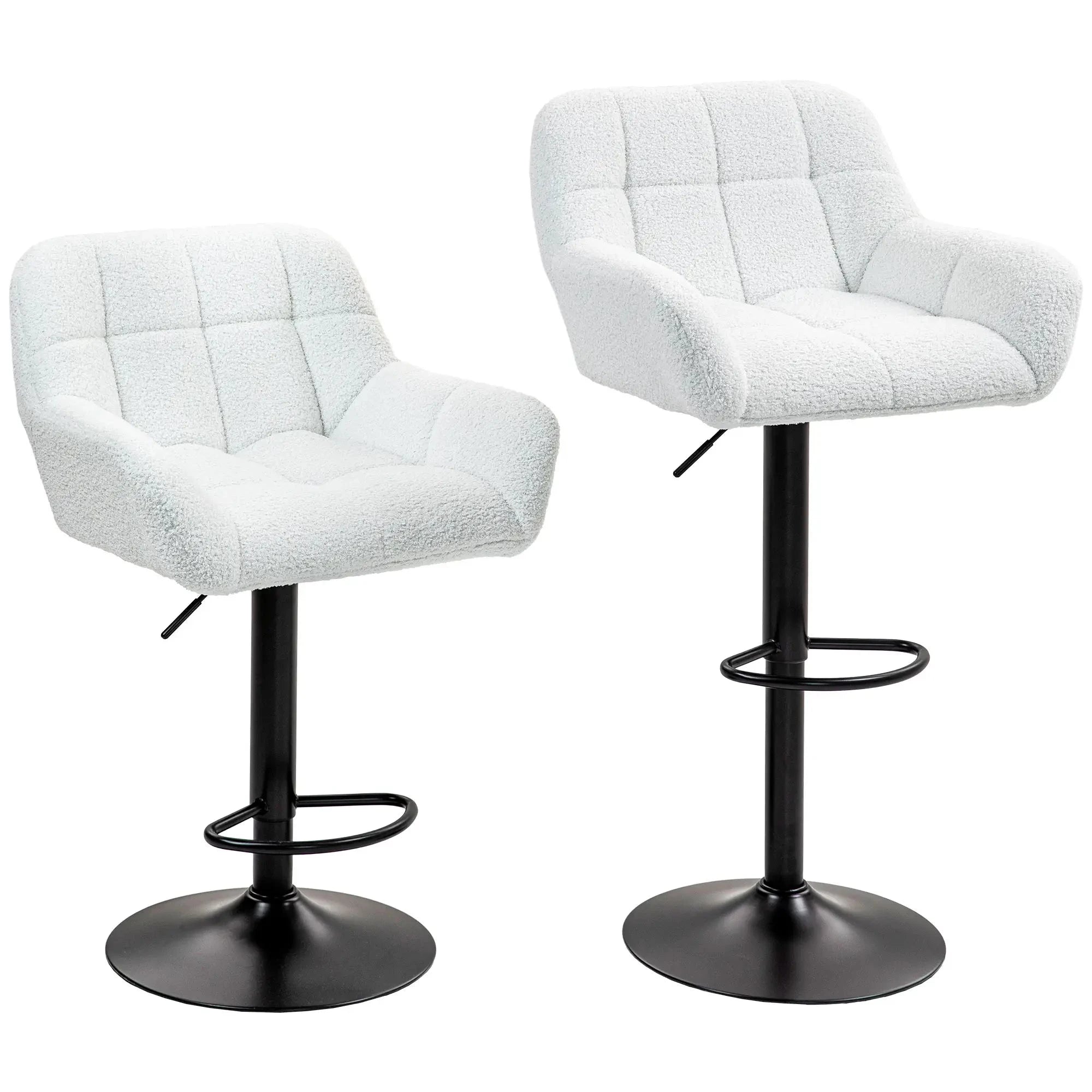 Swivel Adjustable Bar Stools (Set of 2) - Faux Leather & Linen Touch Fabric - 5 Color Options - Perfect for Kitchen Islands, Home Bars & Dining Areas