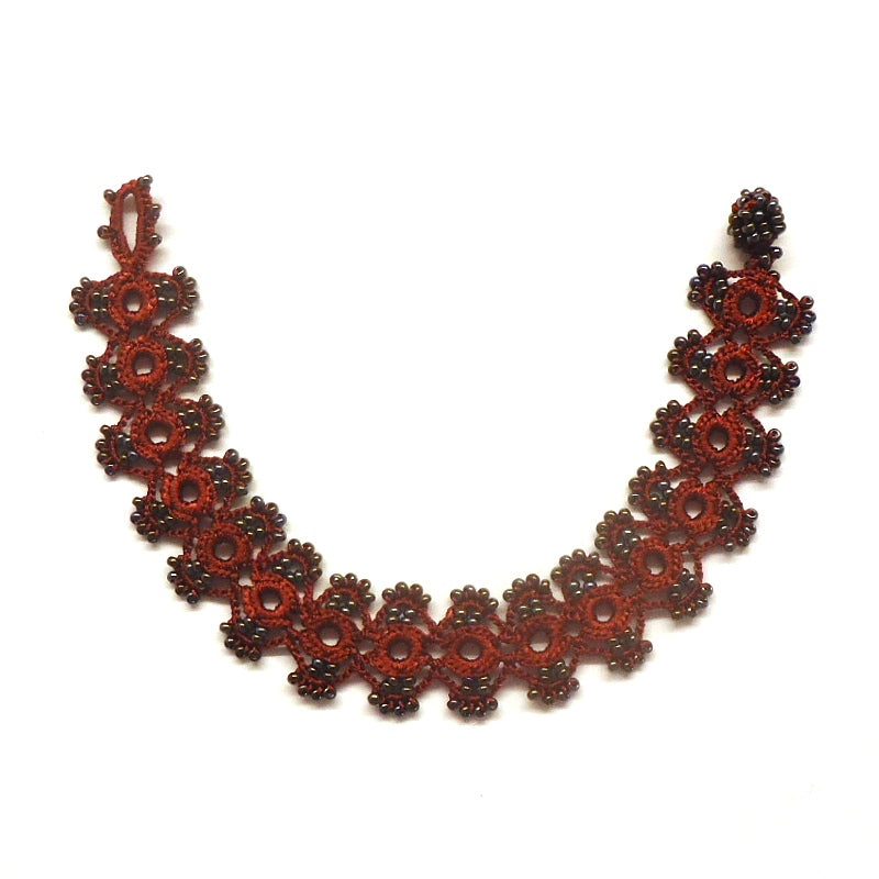 Handmade Silk Crochet and Seed Bead Bracelet in Crimson Red - Perfect for Boho Fashion, Wedding Accessories & Gift Giving