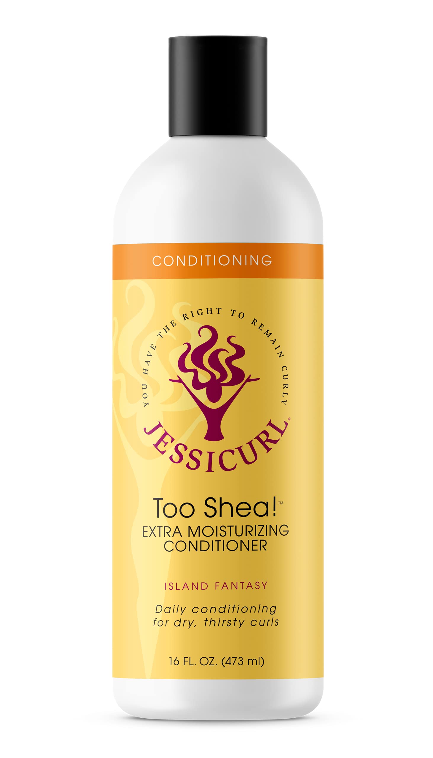 Jessicurl Too Shea! Extra Moisturizing Leave-In Conditioner for Curly & Dry Hair - 16 Fl oz Anti-Frizz Hair Treatment with Shea Butter | Hydrating Hair Care for Natural Curls, Daily Frizz Control & Softening (Island Fantasy Scent) - Perfect for Wash Day Routine, Curly Girl Method & Damaged Hair Repair