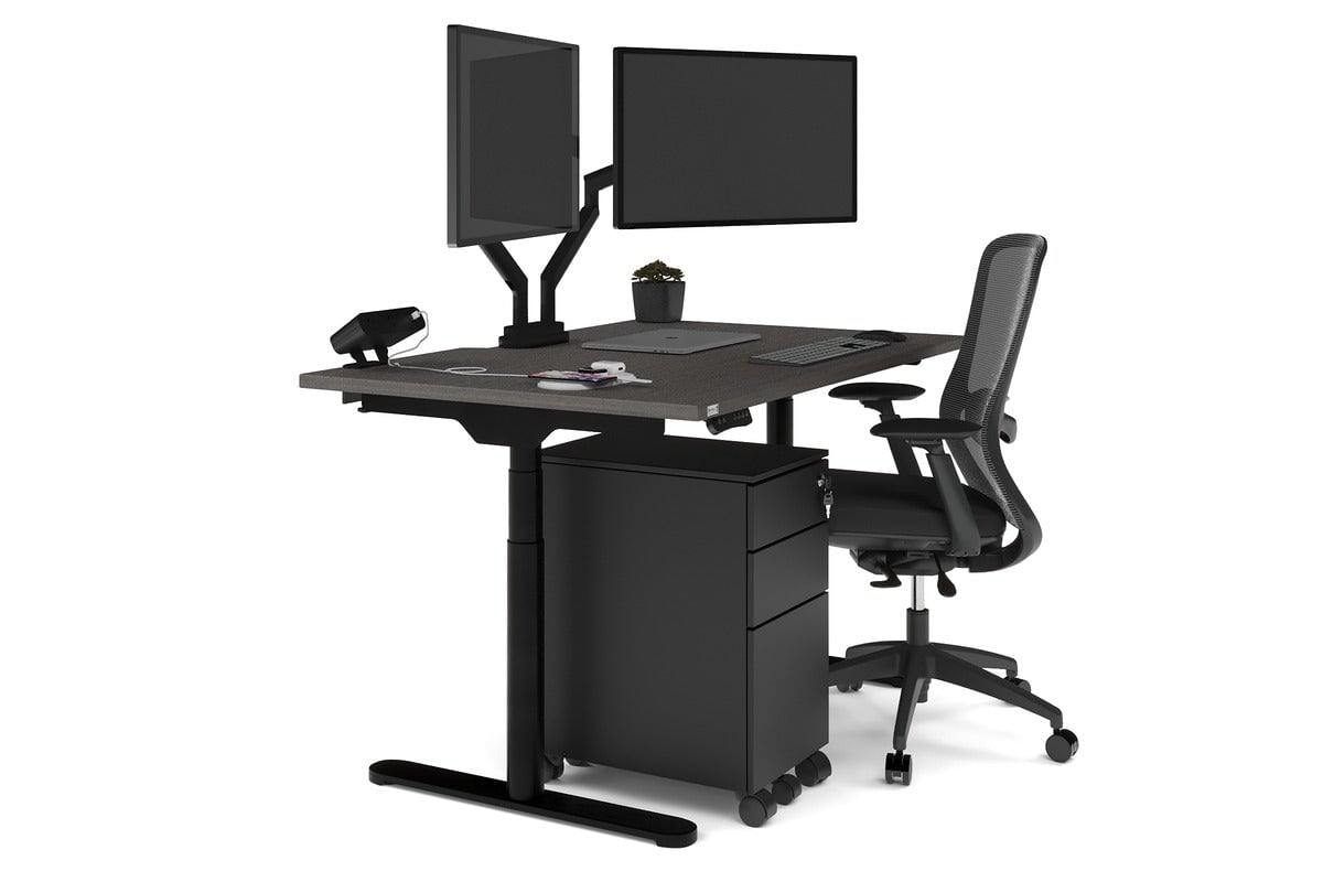 Flexi Premium Height Adjustable Single Workstation Desk - 1200L x 800W with Cable Management Scallop | Ergonomic Standing Desk for Home Office & Workspace