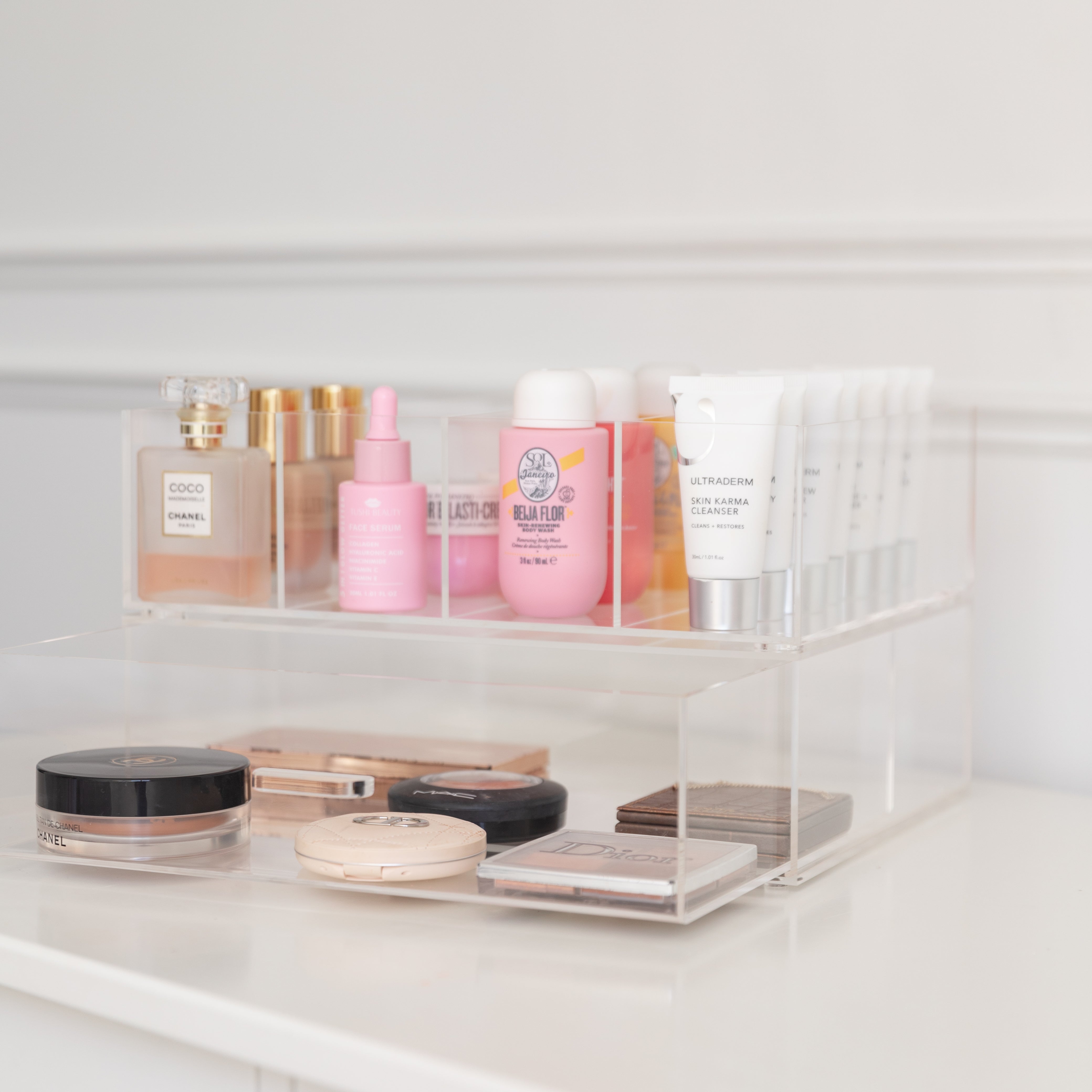 Acrylic Stackable Modular Drawer Organizer - 33cm/13in Clear Storage Box for Office, Kitchen & Bathroom Organization