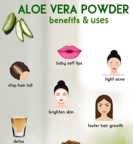 Organic Aloe Vera Powder 200g - Pure & Natural Aloe Barbadensis Extract for Skin Care, Hair Growth, Digestion & Detox - Perfect for Smoothies, Face Masks & DIY Beauty Products
