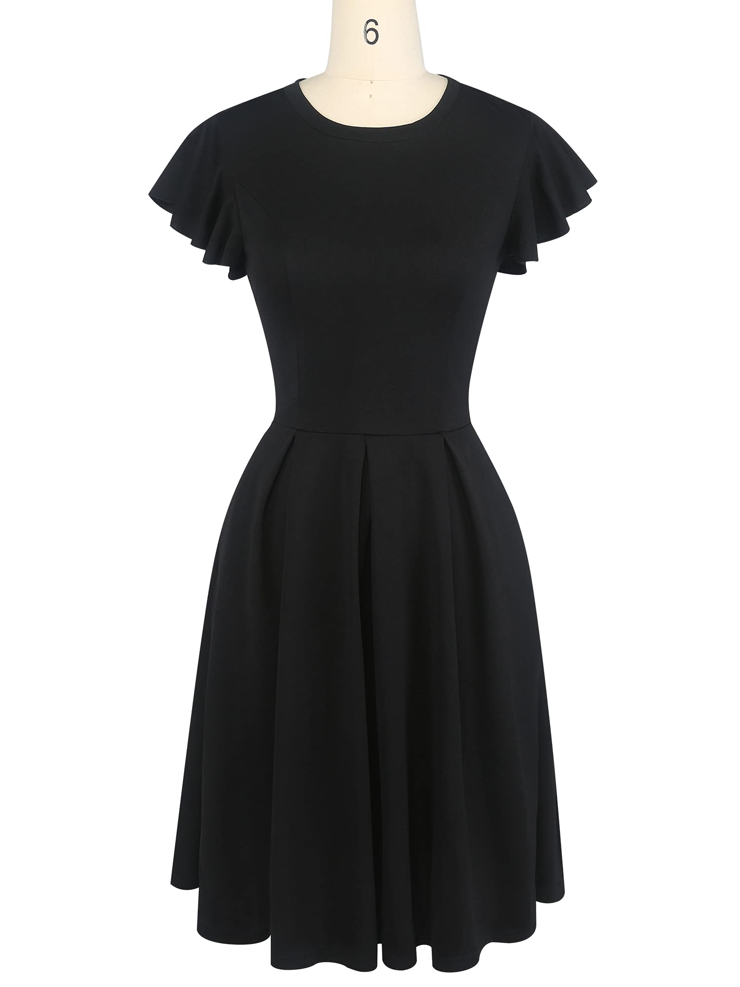Oxiuly Women's Vintage Flare Sleeve Scoop Neck Church Dress with Pockets - Elegant Cocktail Party & Casual Wear OX376 | Perfect for Weddings, Sunday Service, and Special Occasions