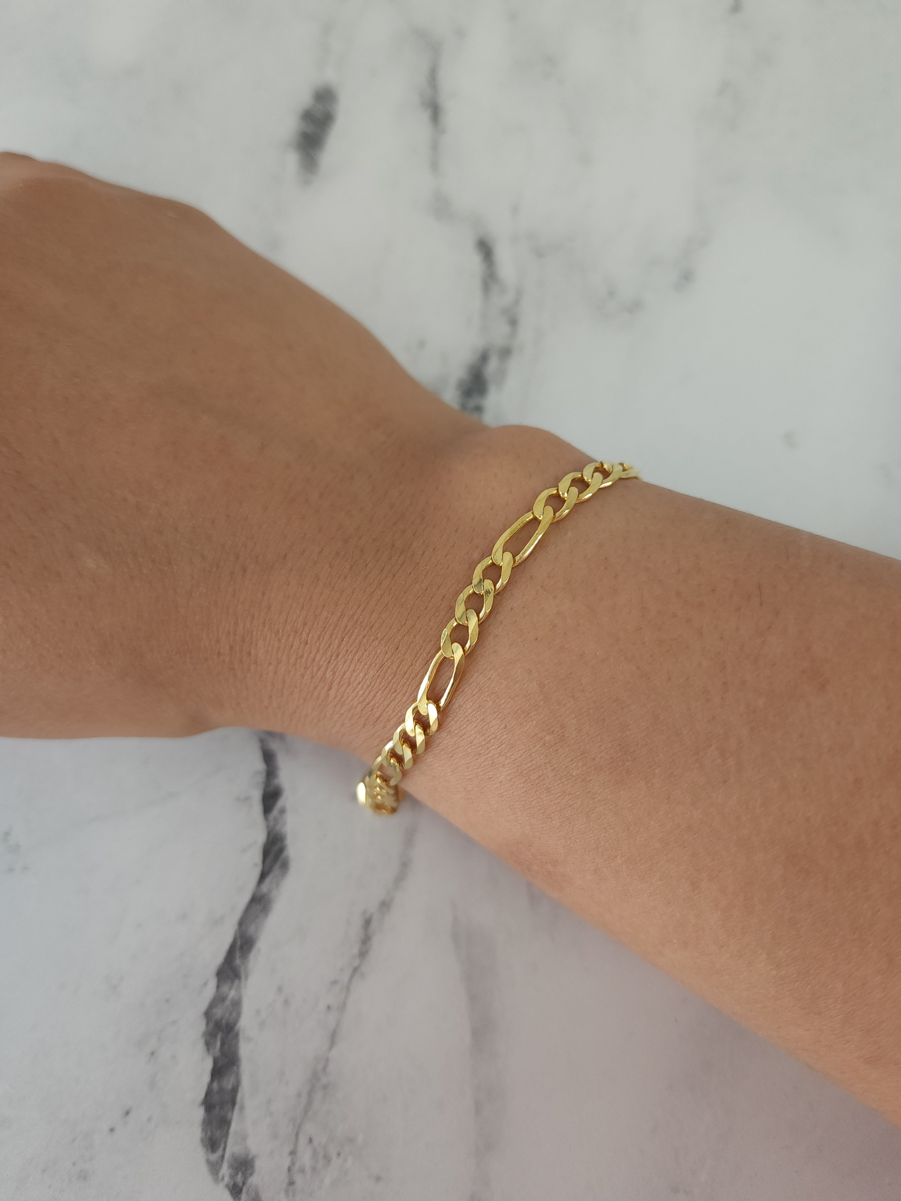 5mm Classic Figaro Chain Bracelet or Anklet - 14k Yellow Gold Jewelry for Women, Men | Perfect for Everyday Wear, Gifts & Special Occasions