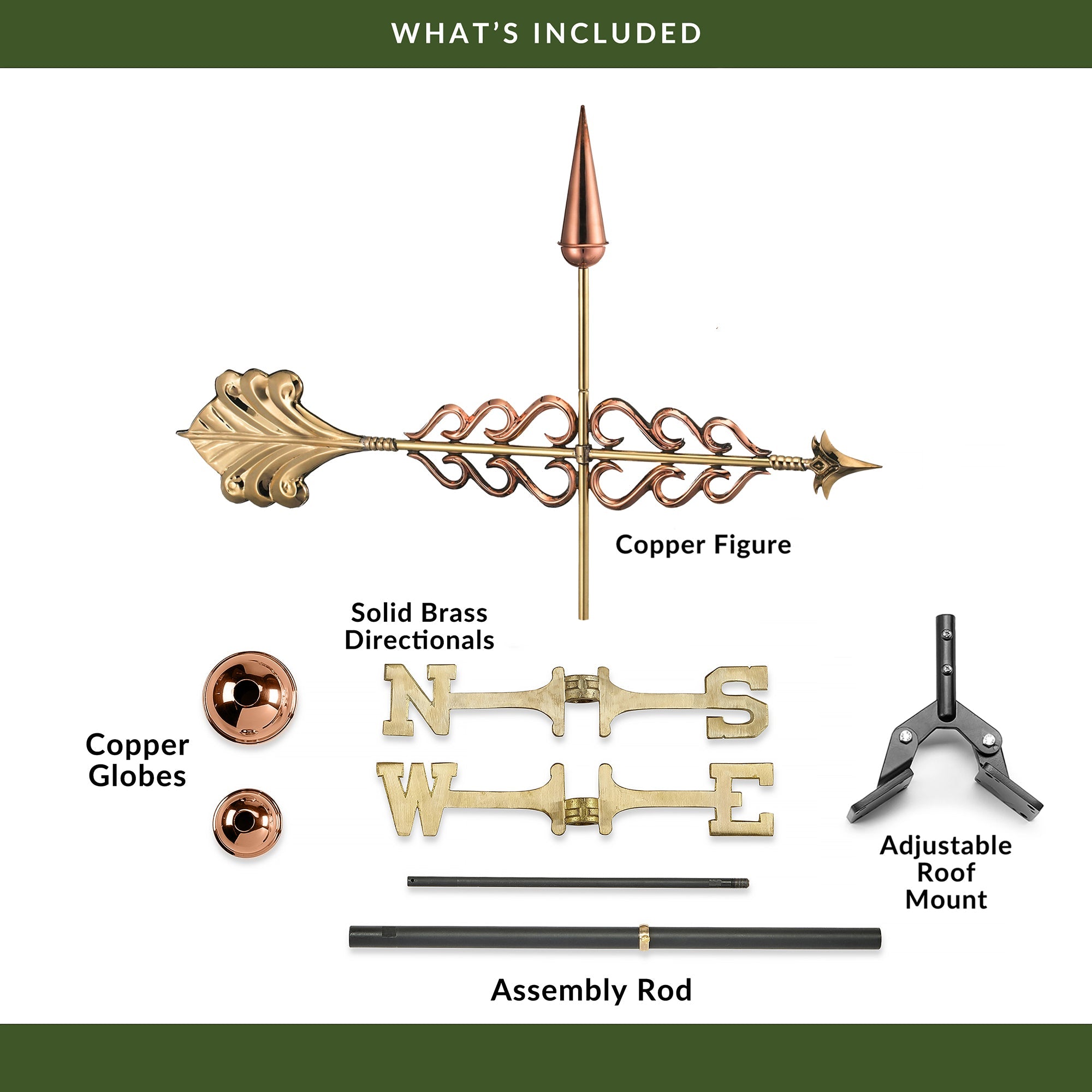 Smithsonian Arrow Weathervane - Classic Copper Outdoor Weather Vane for Garden, Roof, Barn & Farmhouse Decoration | Durable & Weather-Resistant for All Seasons