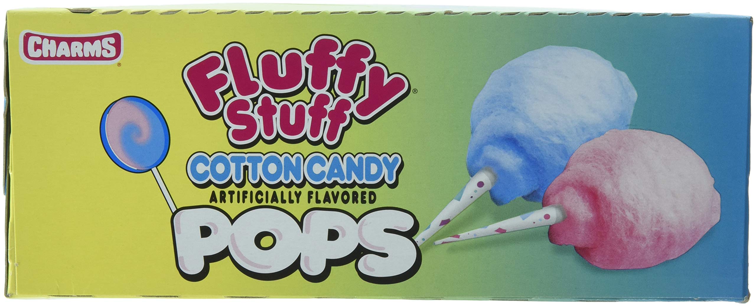 Fluffy Stuff Cotton Candy Pop - 48 Pops by Charms | Sweet Party Favors, Birthday Treats & Carnival Snacks for Kids & Adults | Bulk Cotton Candy for Events, Movie Nights & Dessert Tables