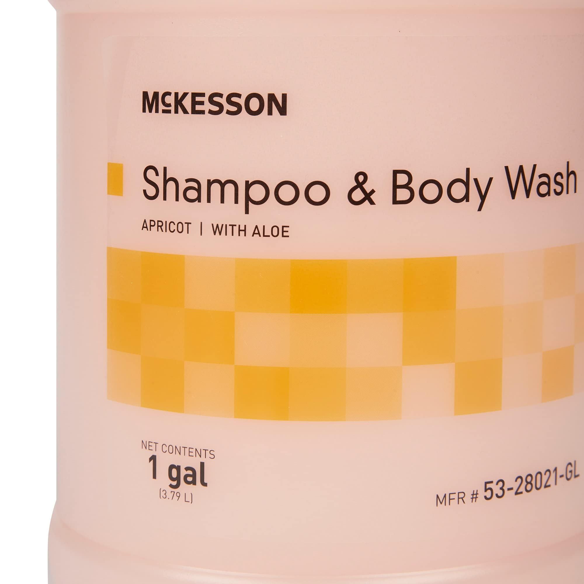 McKesson Aloe Vera Body Wash & Shampoo - 1 Gallon, Apricot Scent | Gentle Cleansing for Sensitive Skin - Perfect for Hospitals, Gyms & Home Use