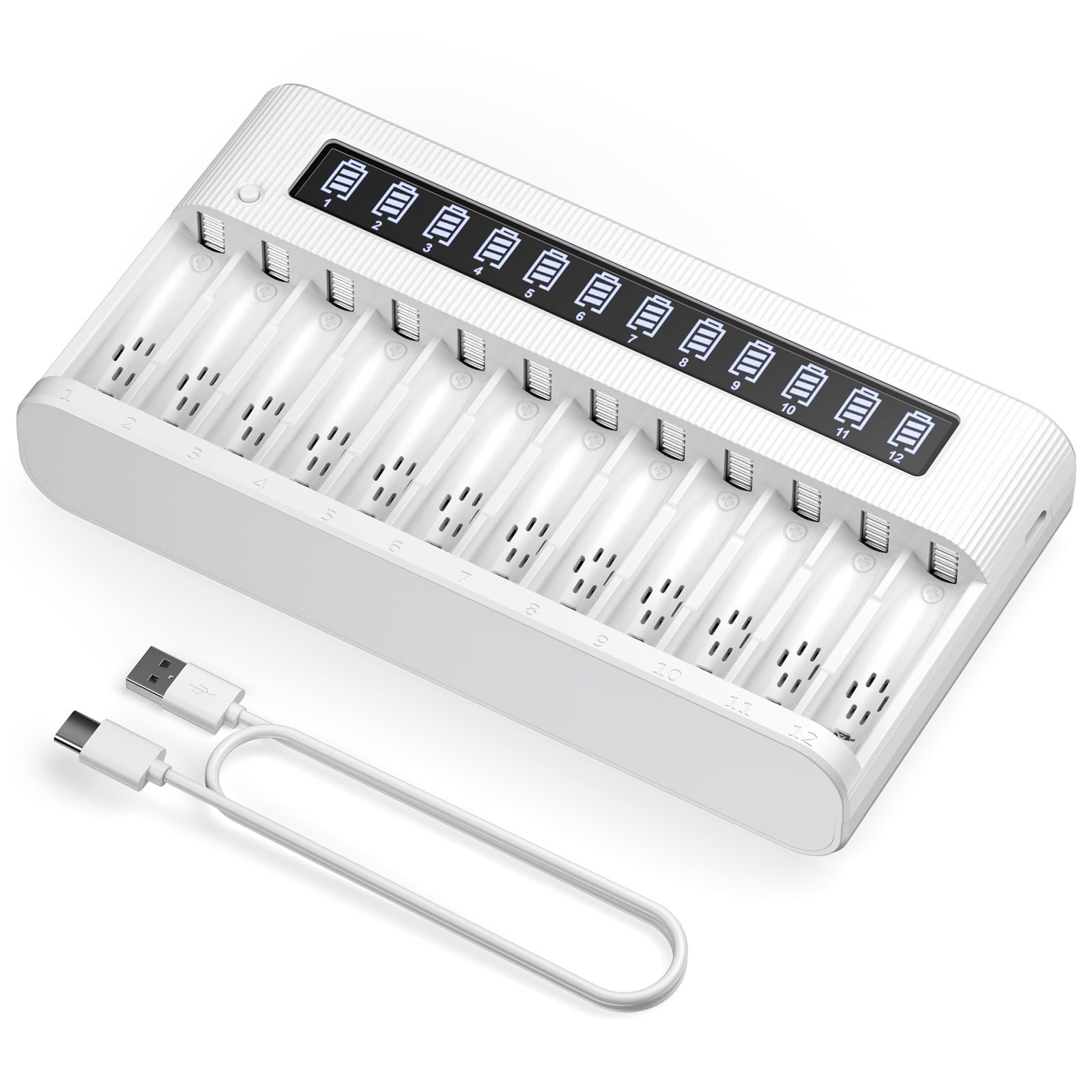 EBL 12 Bay LCD AA AAA Battery Charger - Fast Independent Charging for NiMH Rechargeable Batteries - Perfect for Cameras, Toys, Flashlights & Home Electronics