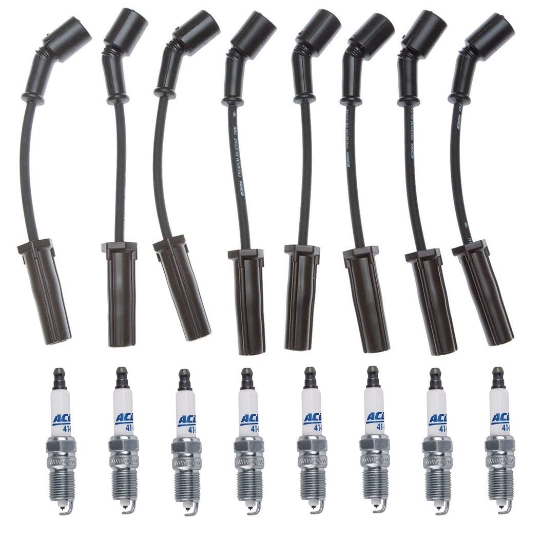 High-Performance Pro Ignition Wire Set & 8 Platinum Spark Plugs Kit for Cadillac Escalade, Pontiac G8 V8 Engines - Improve Acceleration & Fuel Efficiency for Off-Roading and Towing