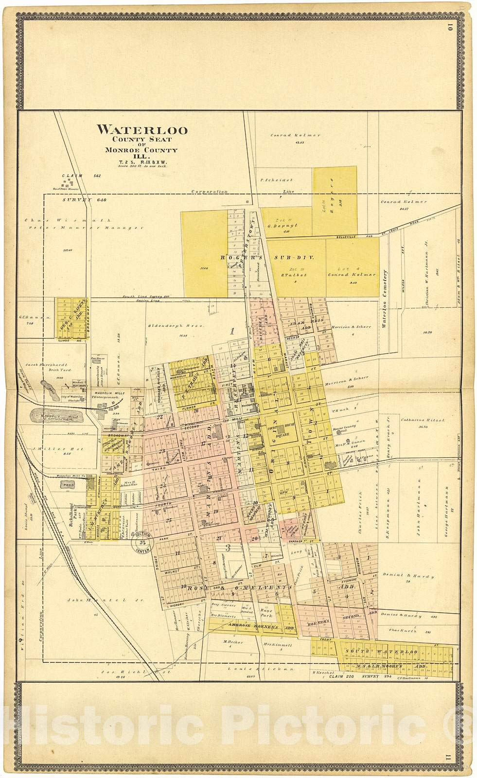 Vintage 1901 Monroe County Illinois Wall Map - Standard Atlas with Plat Book of Villages, Cities & Townships - 44x72 Inch Historical Decor for Home, Office & Classroom