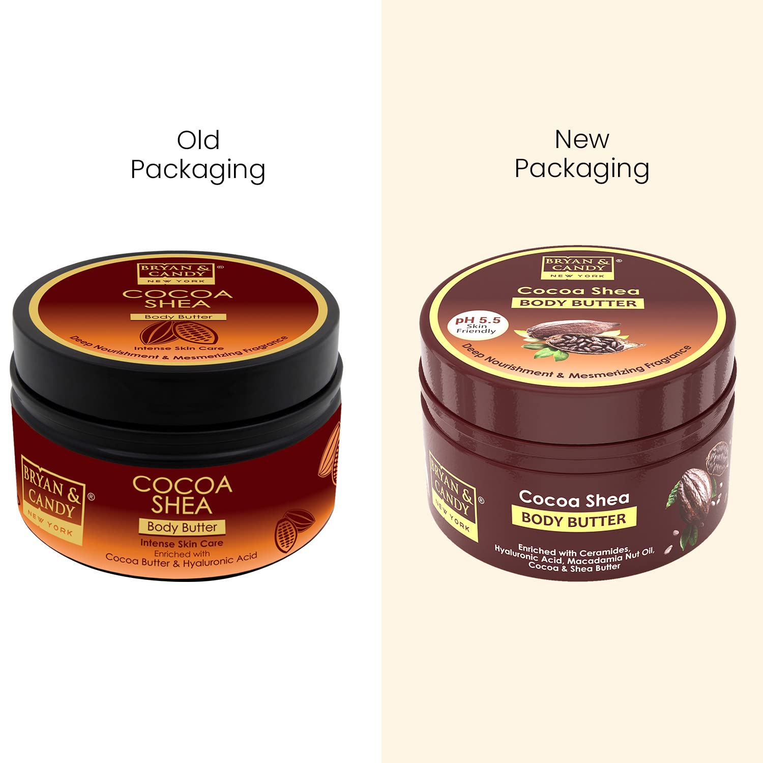 BRYAN & CANDY Cocoa Shea Body Butter - pH 5.5 Balanced, 72-Hour Moisturizing Cream for Dry Skin | 100% Vegan, Cruelty-Free | Perfect for Winter Care & Daily Hydration