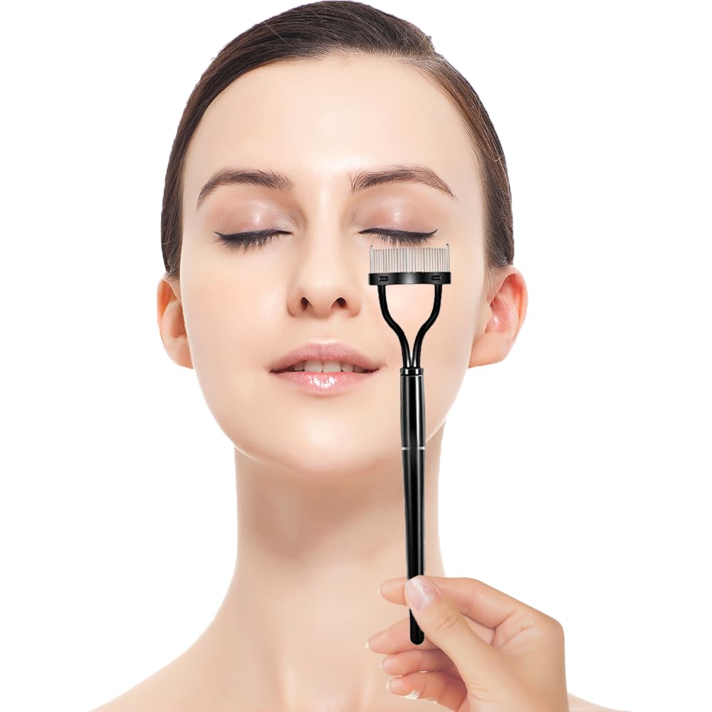 Lmyzcbzl Stainless Steel Eyelash Comb & Eyebrow Separator - Foldable Portable Makeup Brush Tool for Perfect Lash Definition & Grooming | Ideal for Travel, Professional Makeup Kits & Daily Beauty Routine