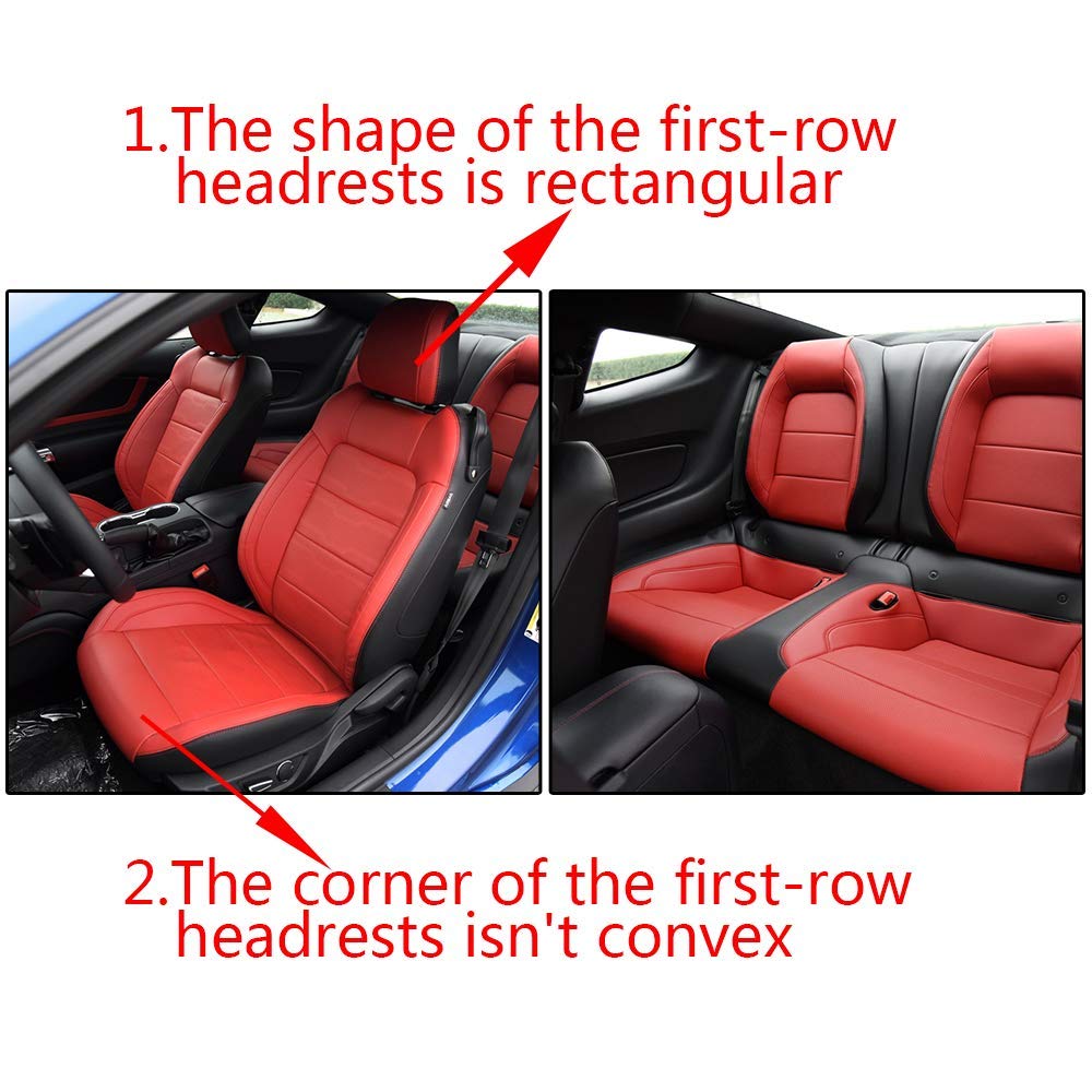 Custom Full Set Leather Seat Covers for Ford Mustang 2015-2019 - Red & Black Car Seat Protectors | Perfect for Daily Driving, Road Trips & Car Shows